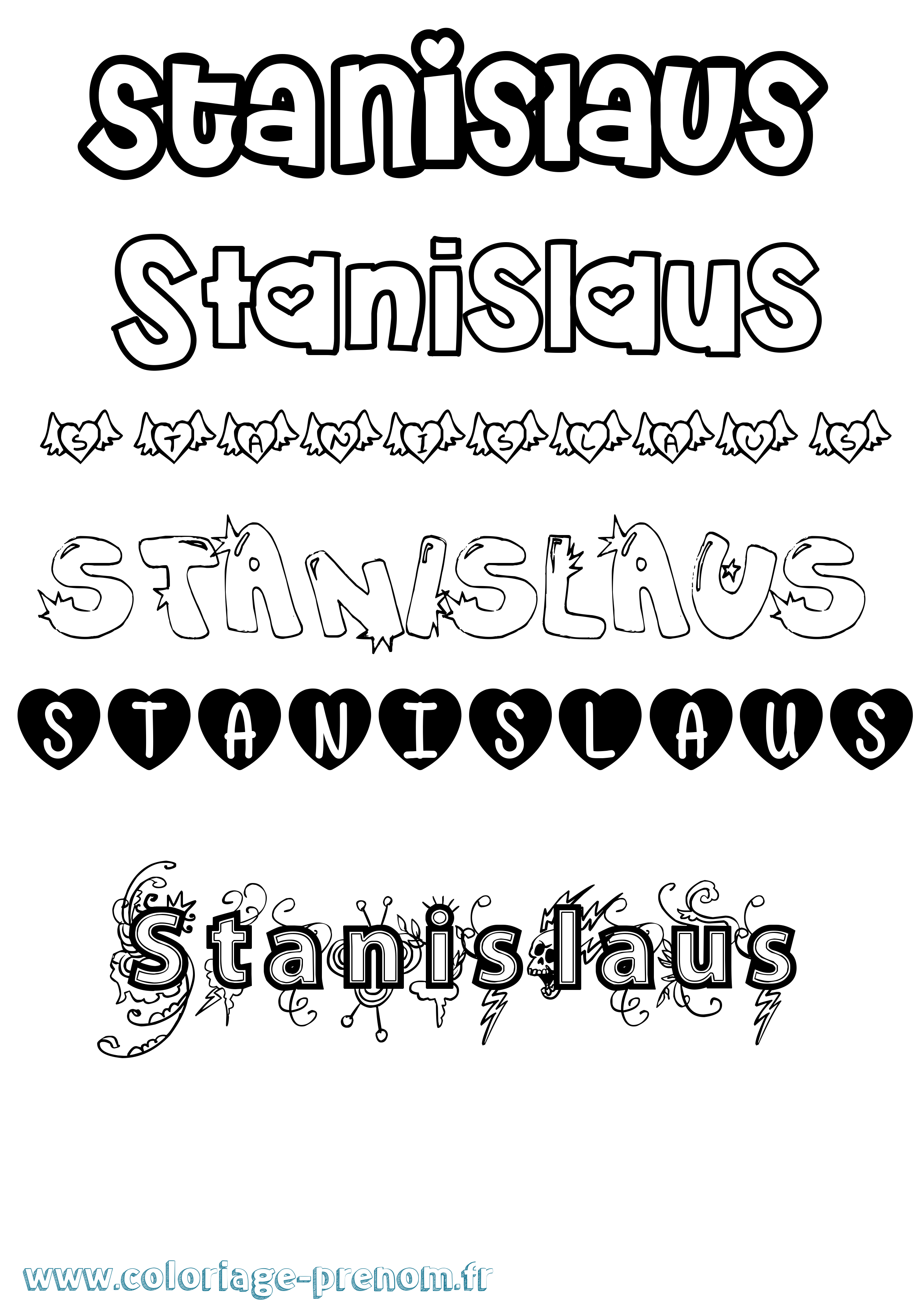 Coloriage prénom Stanislaus Girly