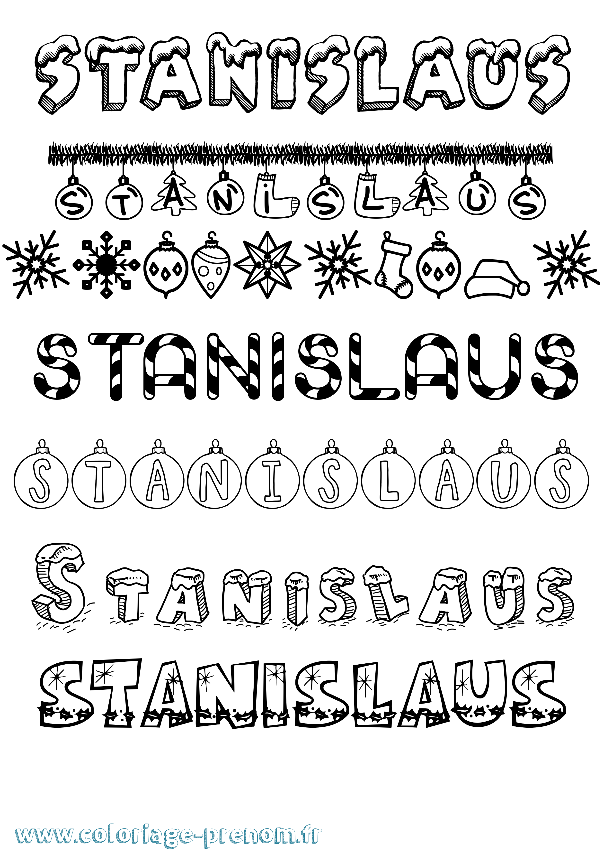 Coloriage prénom Stanislaus Noël