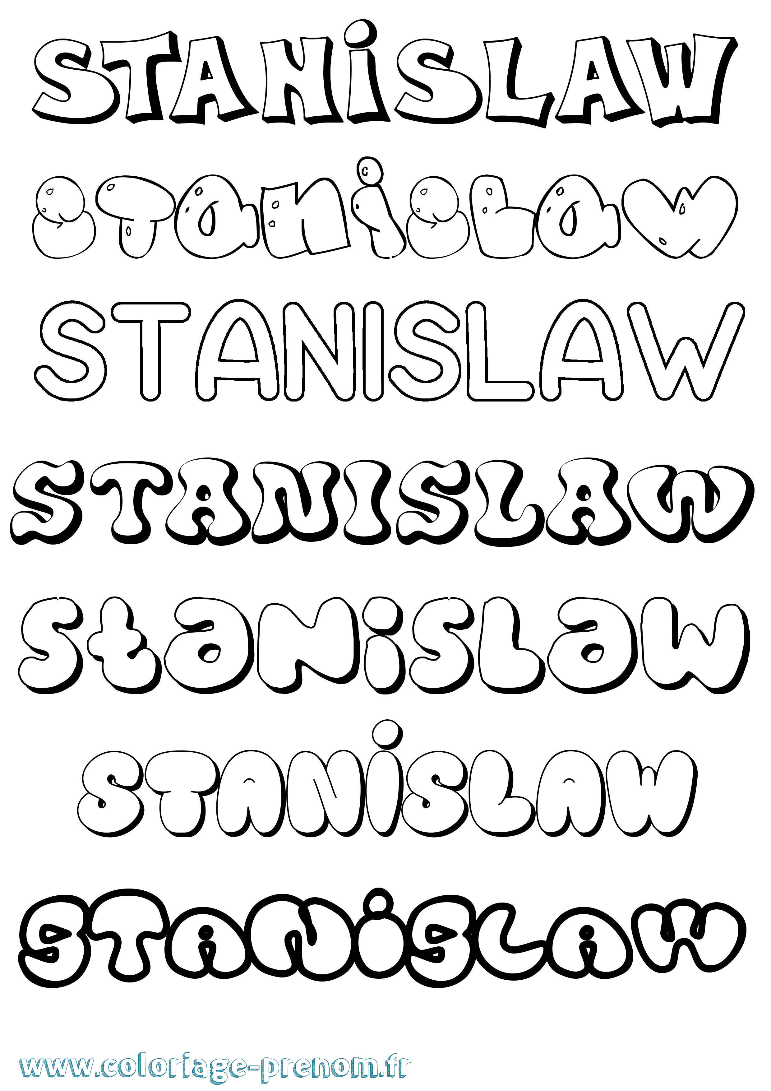 Coloriage Stanislaw Bubble Coloriage prénom Stanislaw Bubble