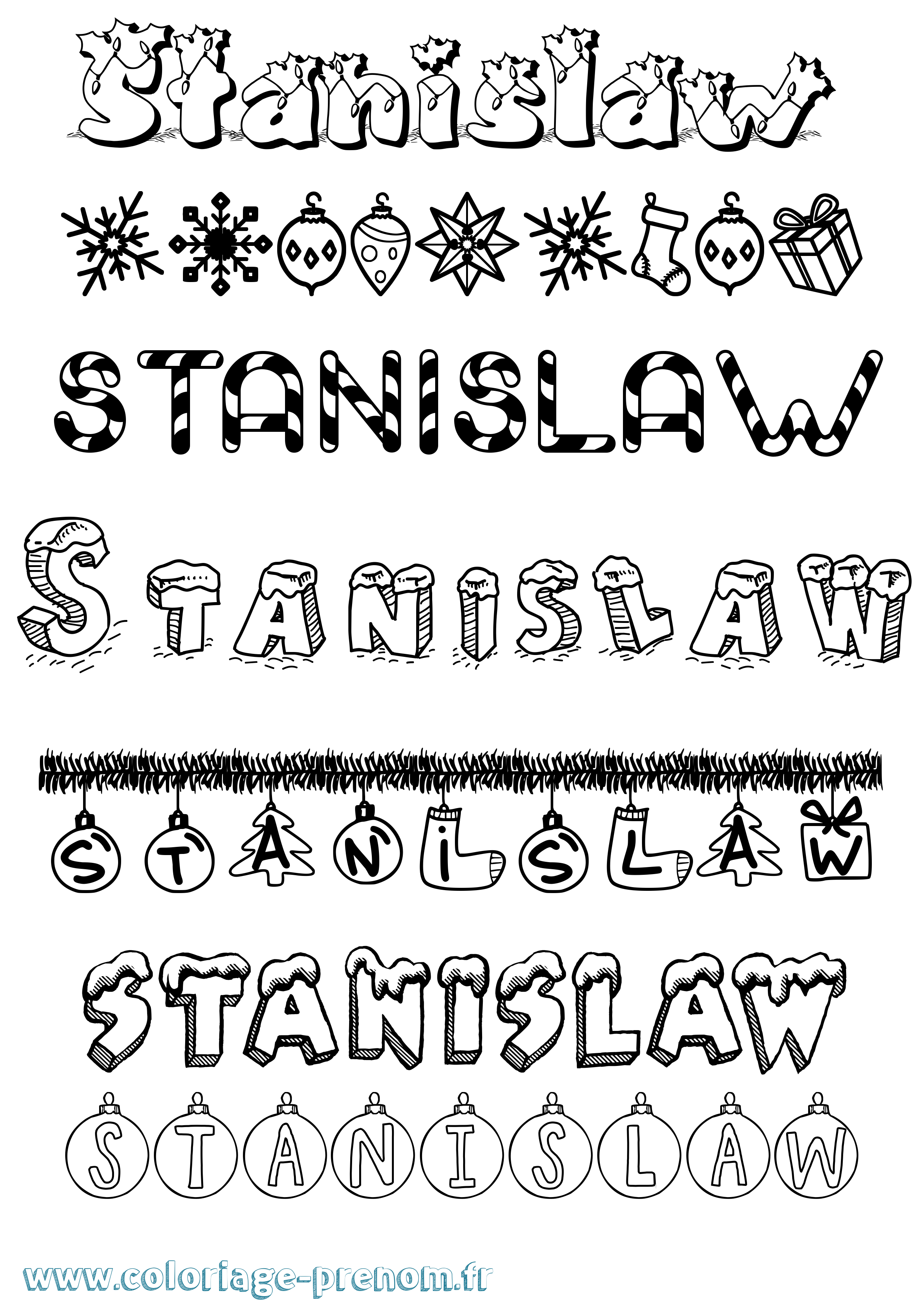 Coloriage Stanislaw Noël Coloriage prénom Stanislaw Noël