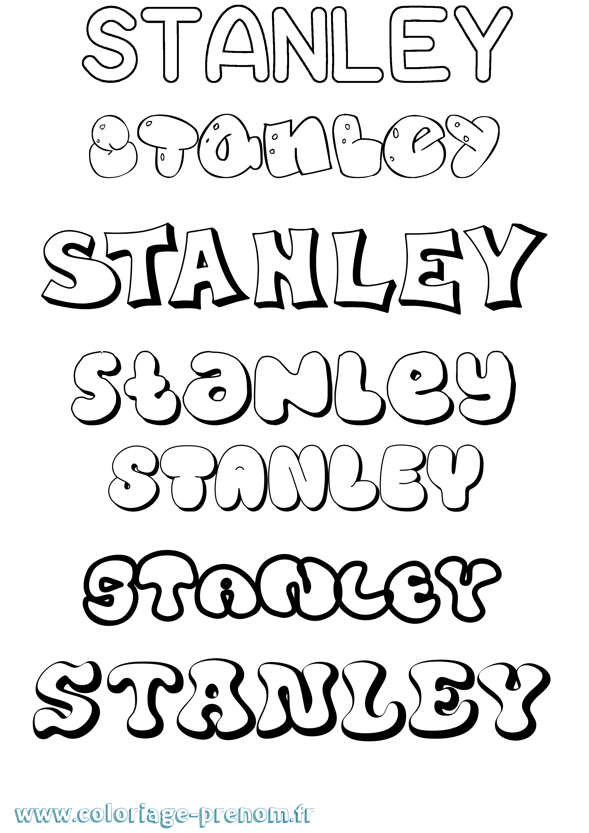 Coloriage prénom Stanley Bubble