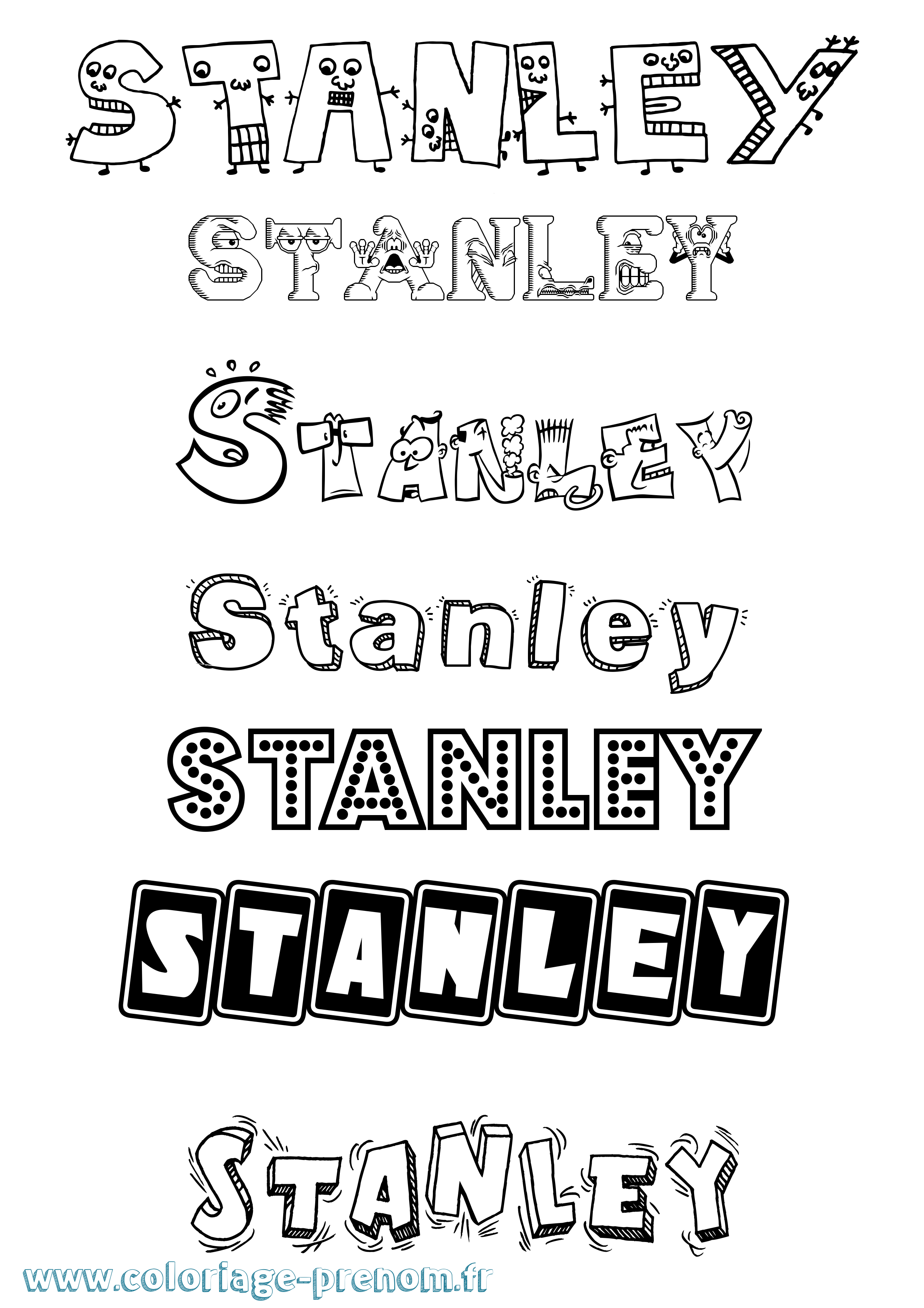 Coloriage prénom Stanley Fun