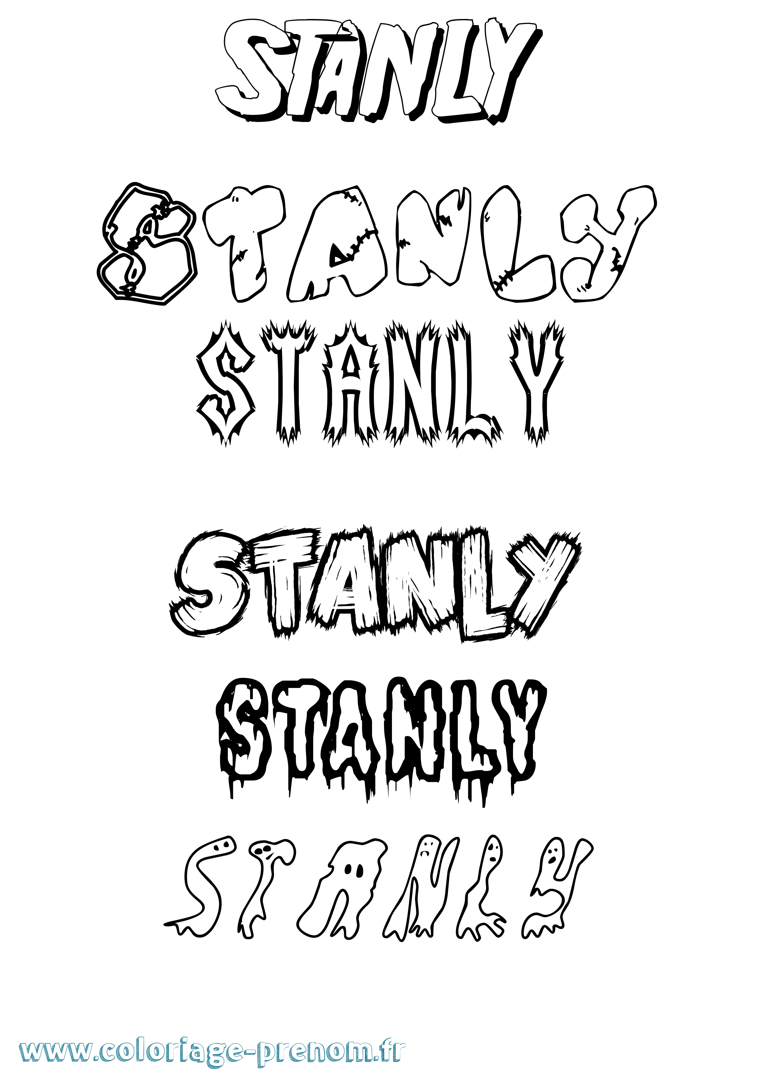 Coloriage prénom Stanly Frisson