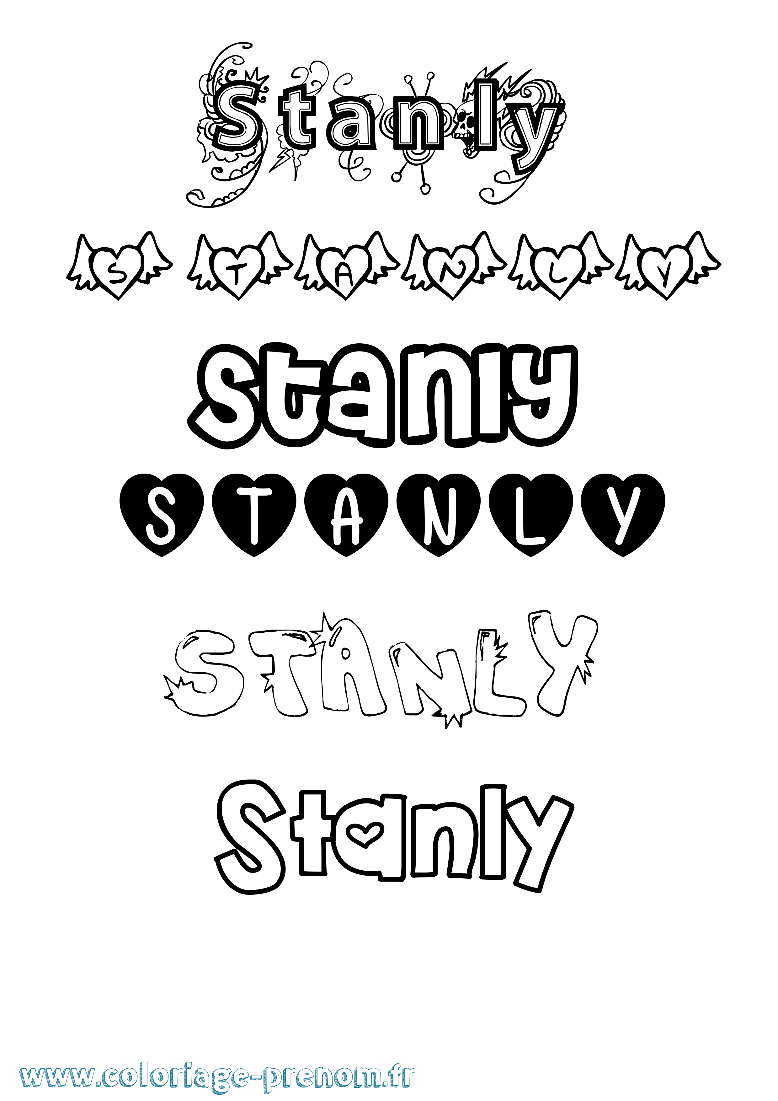Coloriage prénom Stanly Girly