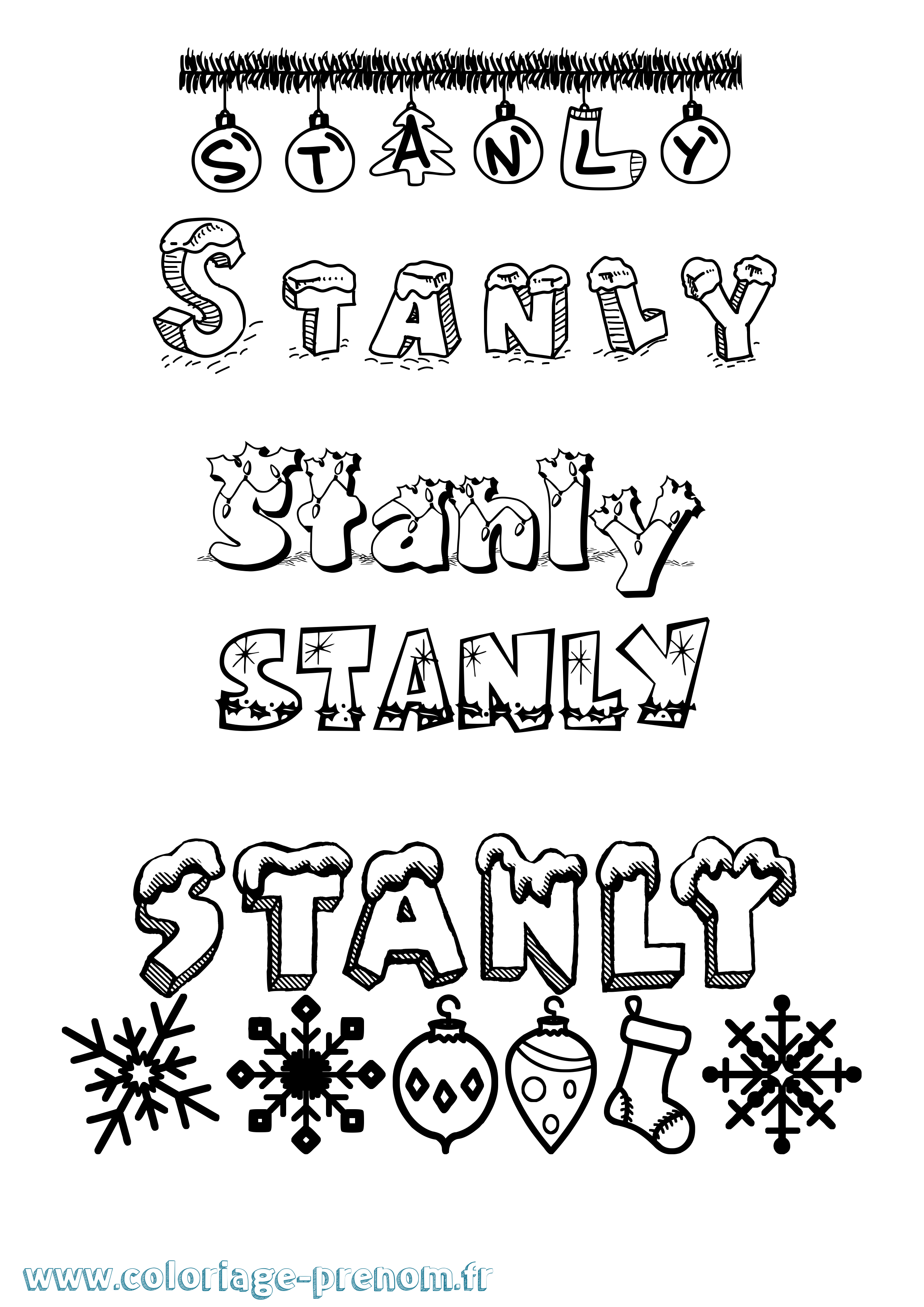 Coloriage prénom Stanly Noël