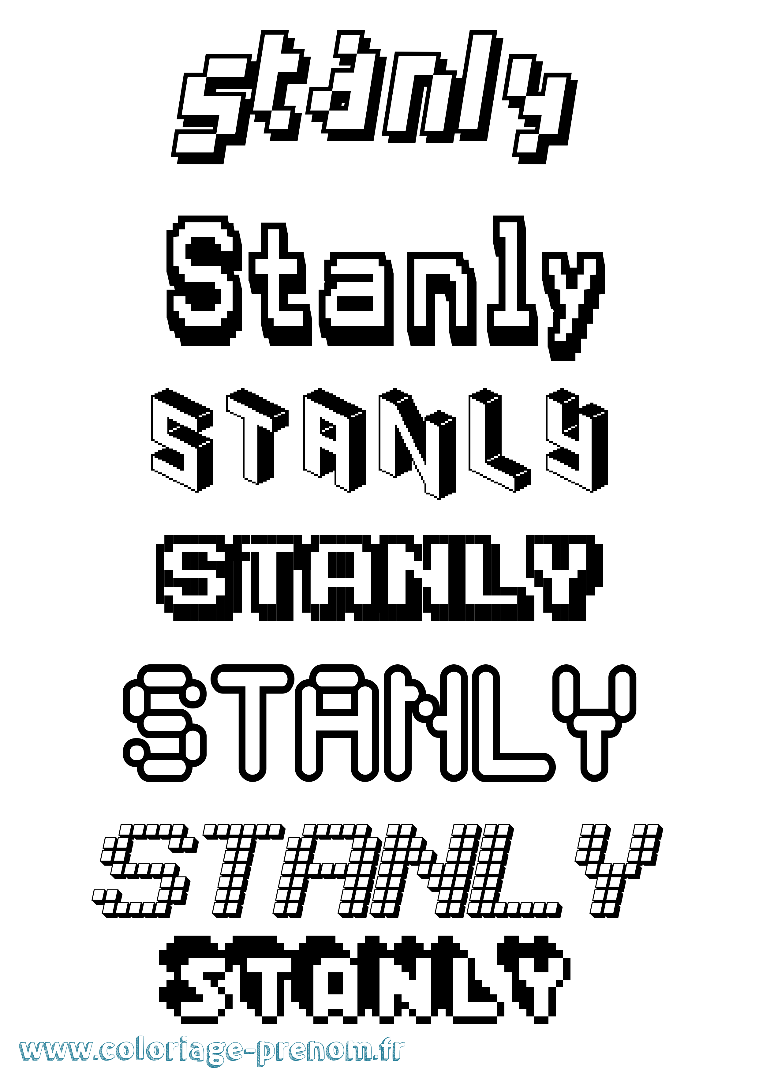 Coloriage prénom Stanly Pixel