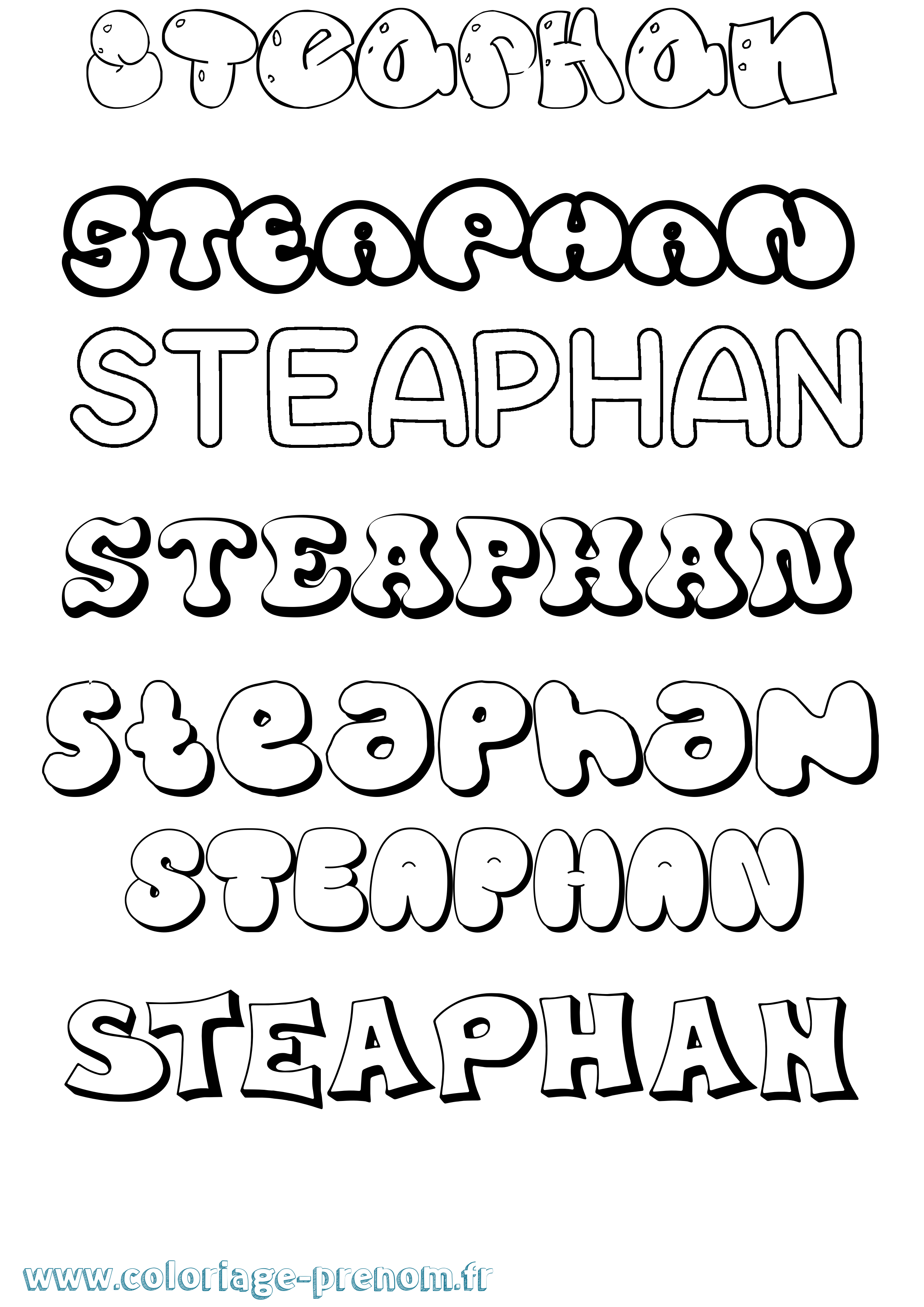 Coloriage prénom Steaphan Bubble