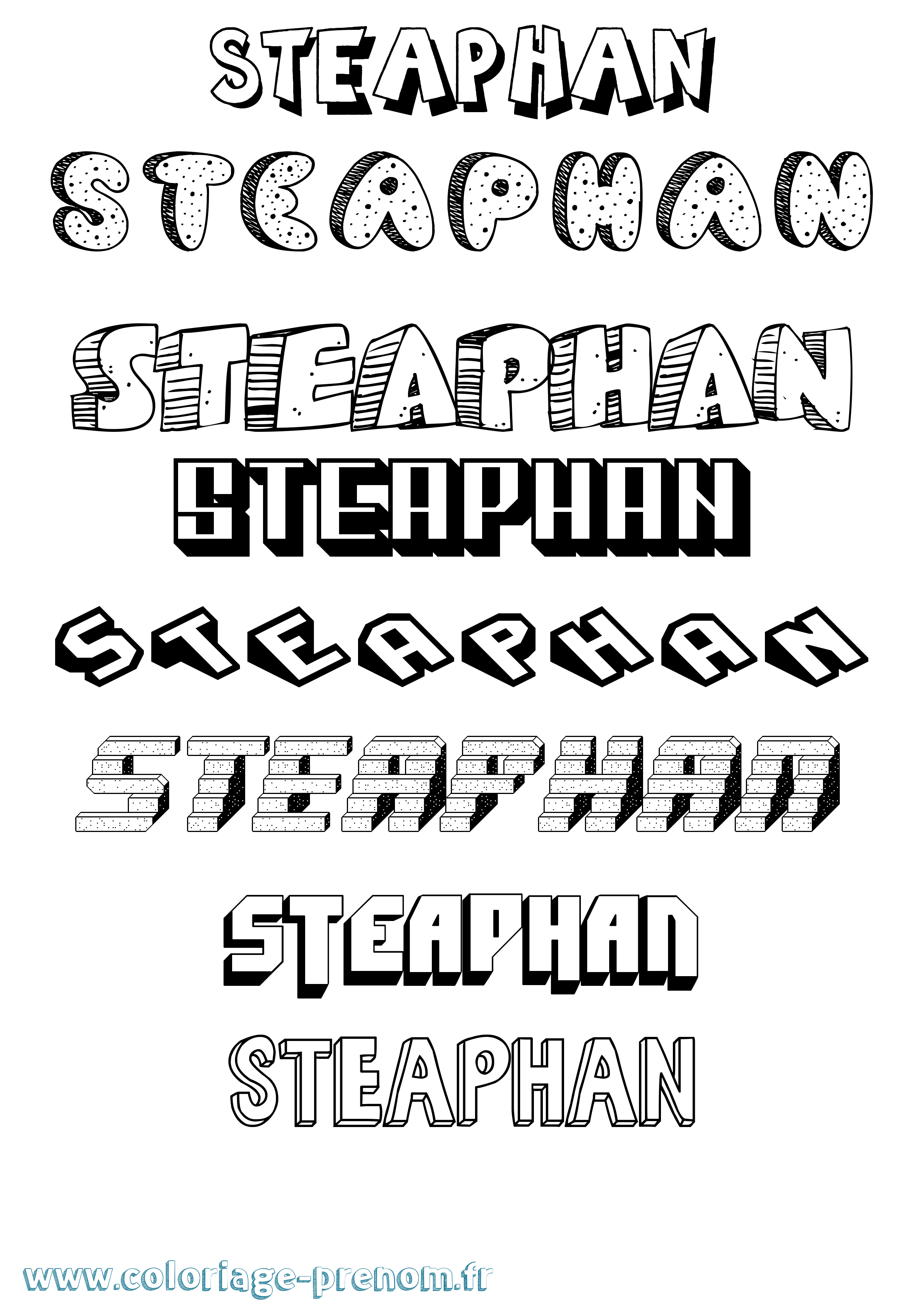 Coloriage prénom Steaphan Effet 3D