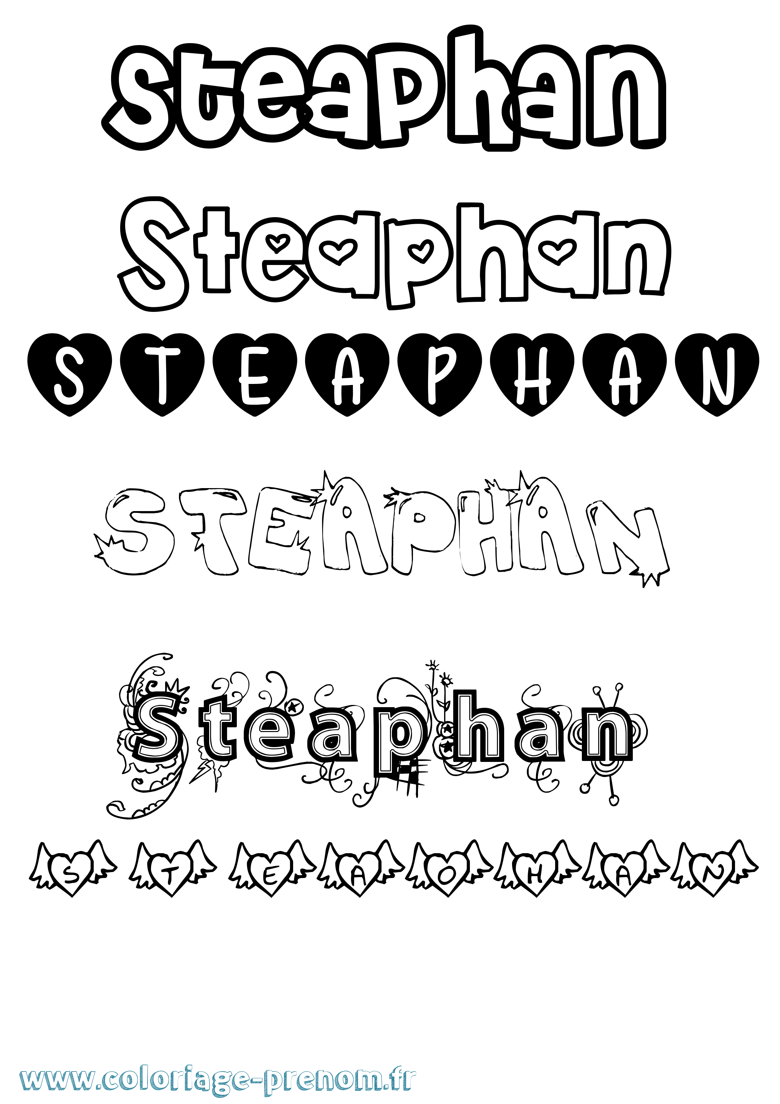 Coloriage prénom Steaphan Girly