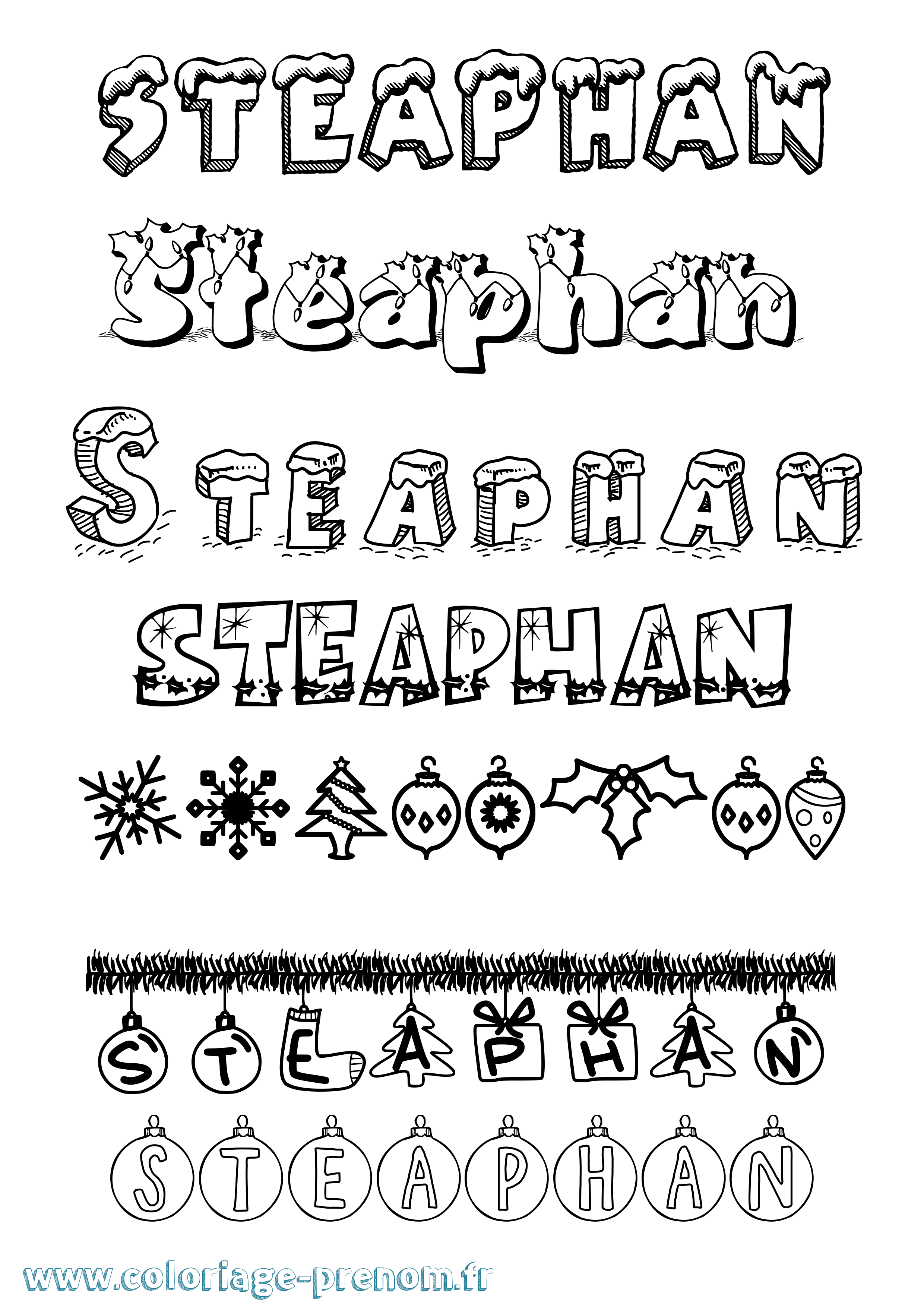 Coloriage prénom Steaphan Noël