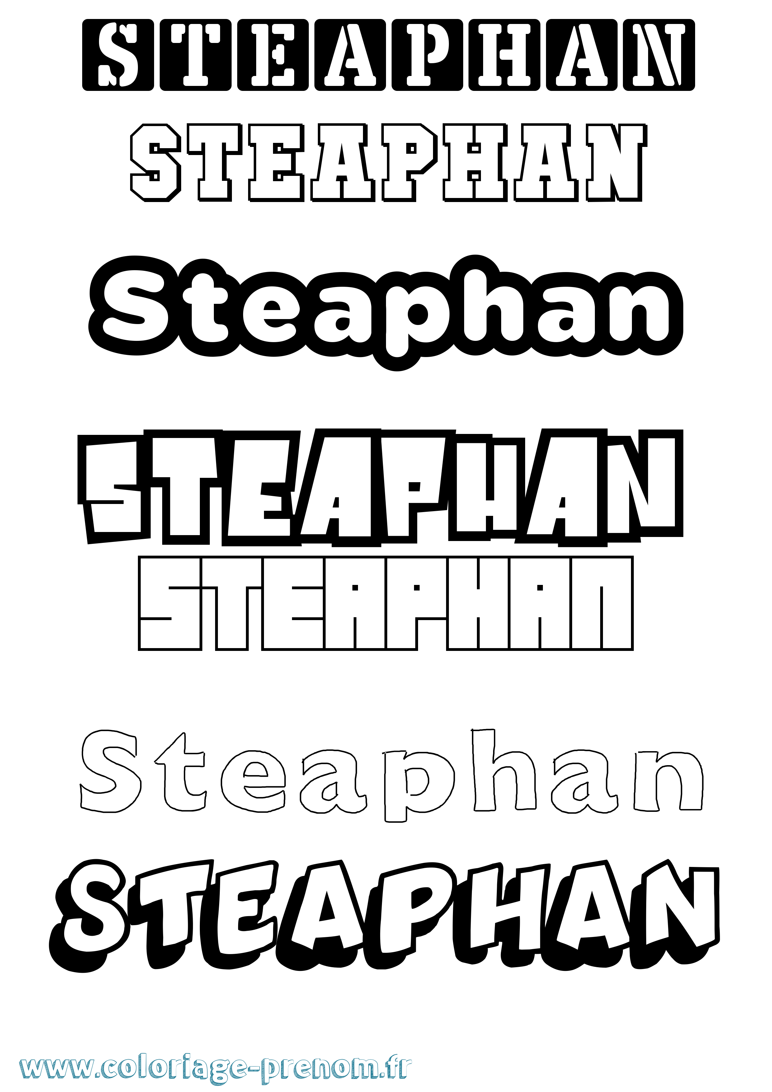 Coloriage prénom Steaphan Simple