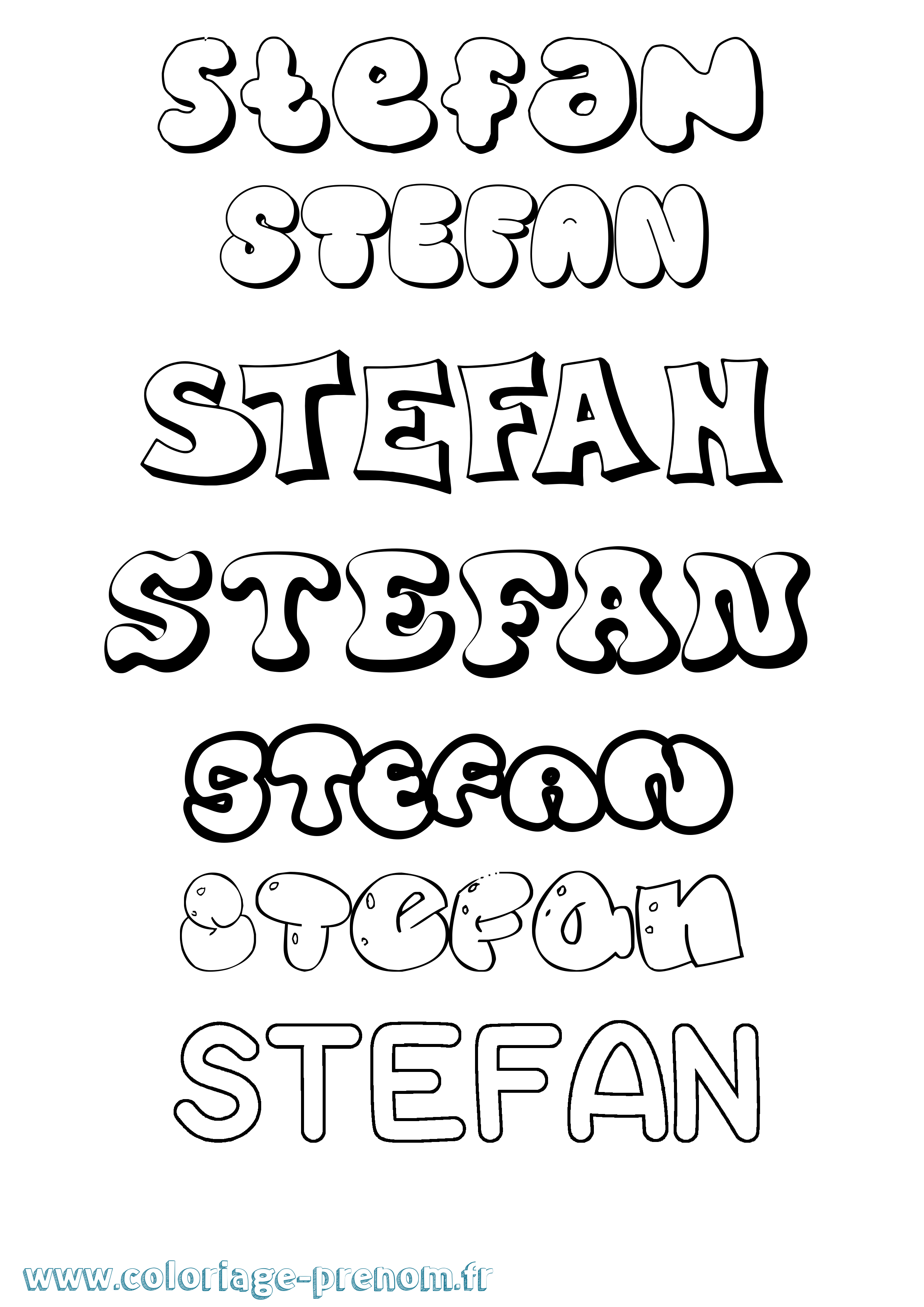 Coloriage prénom Stefan Bubble