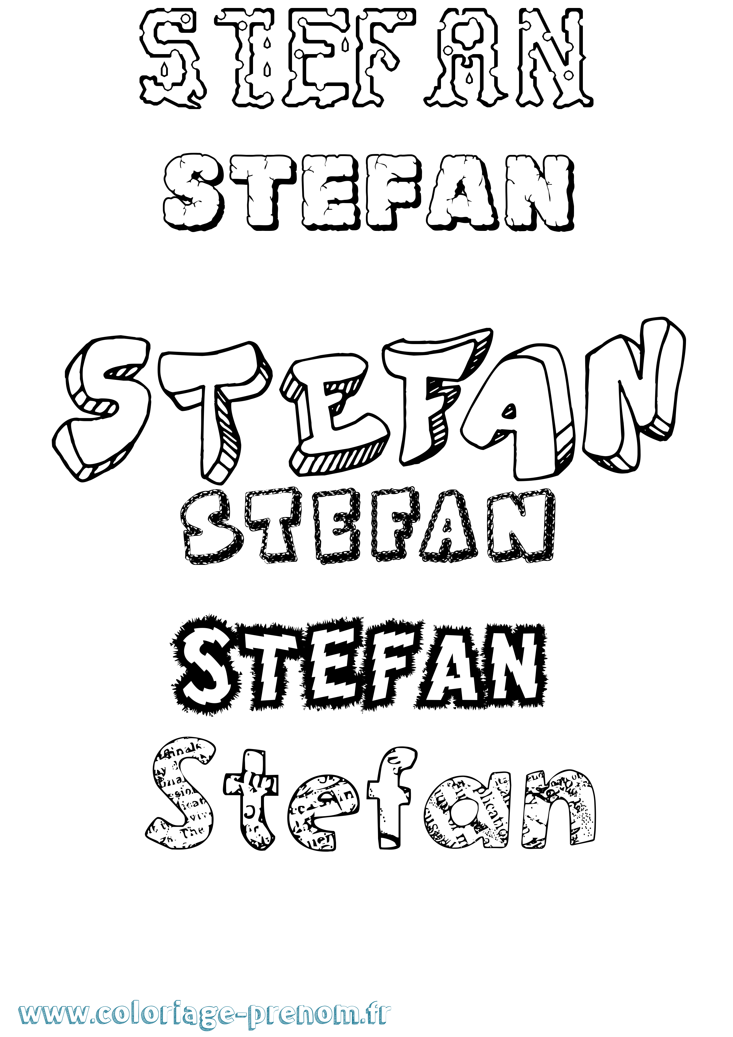 Coloriage prénom Stefan Destructuré