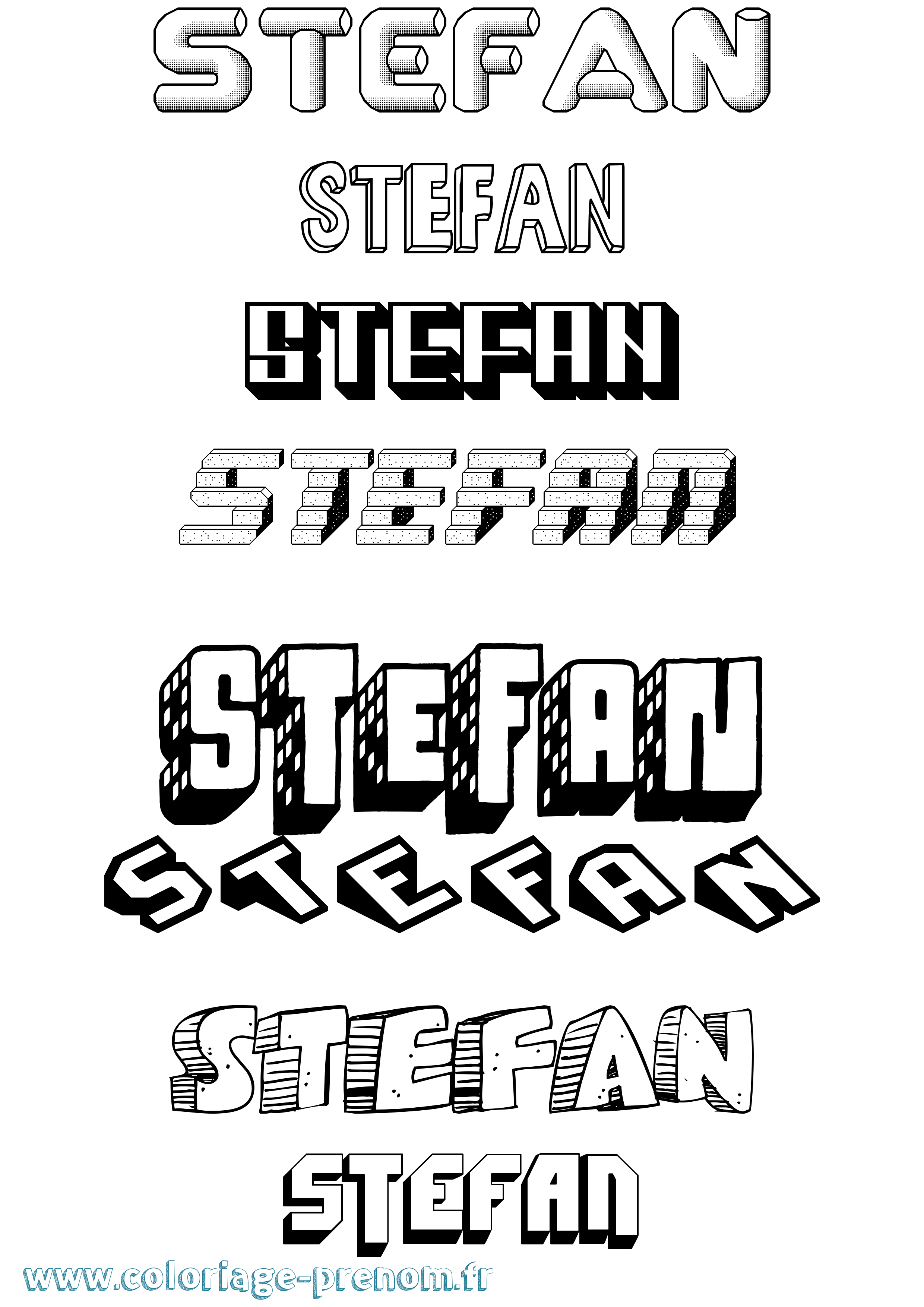 Coloriage Stefan Effet 3D Coloriage prénom Stefan Effet 3D