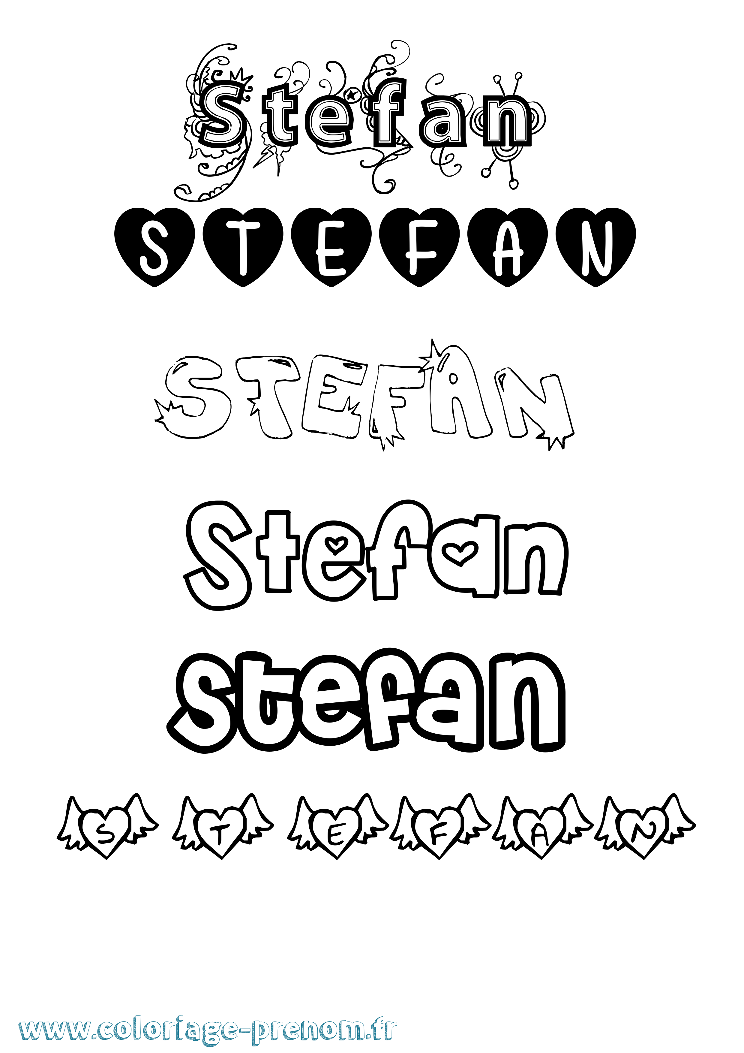 Coloriage prénom Stefan Girly