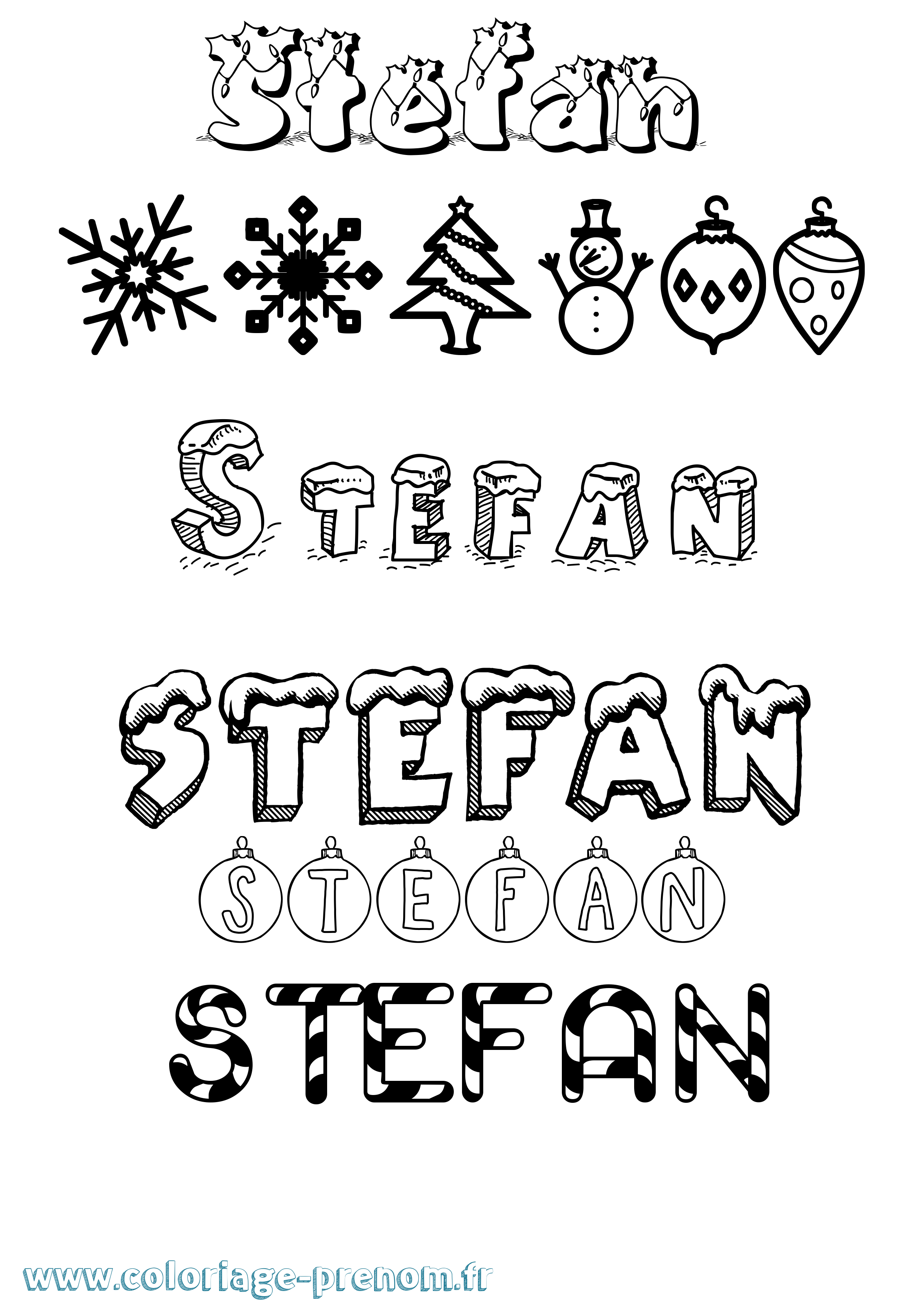Coloriage Stefan Noël Coloriage prénom Stefan Noël
