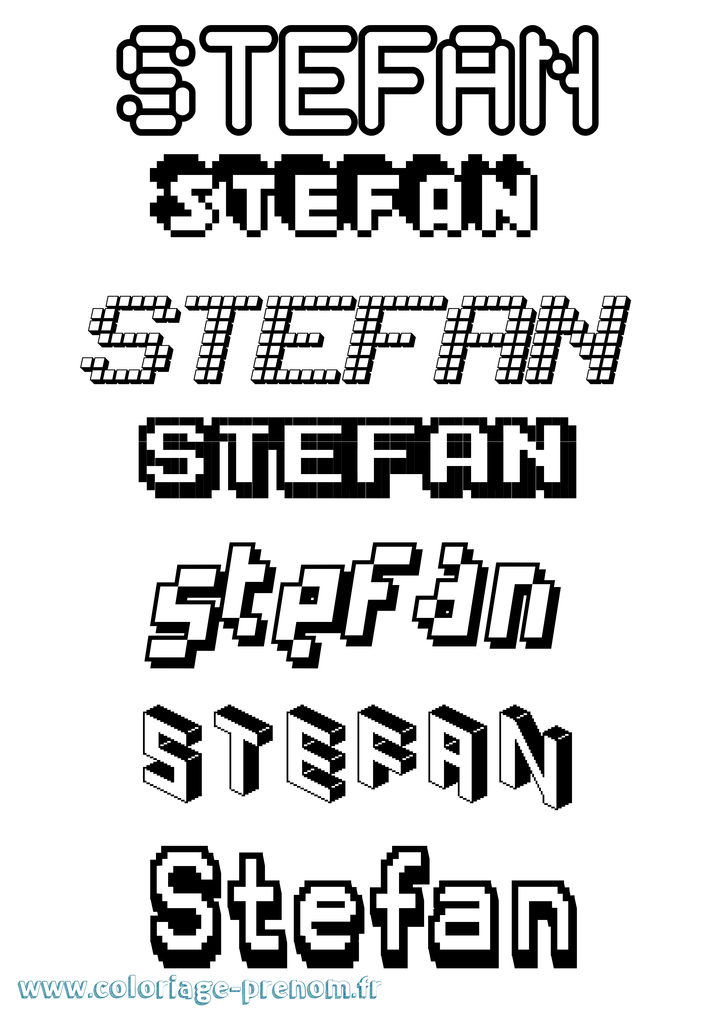 Coloriage Stefan Pixel Coloriage prénom Stefan Pixel