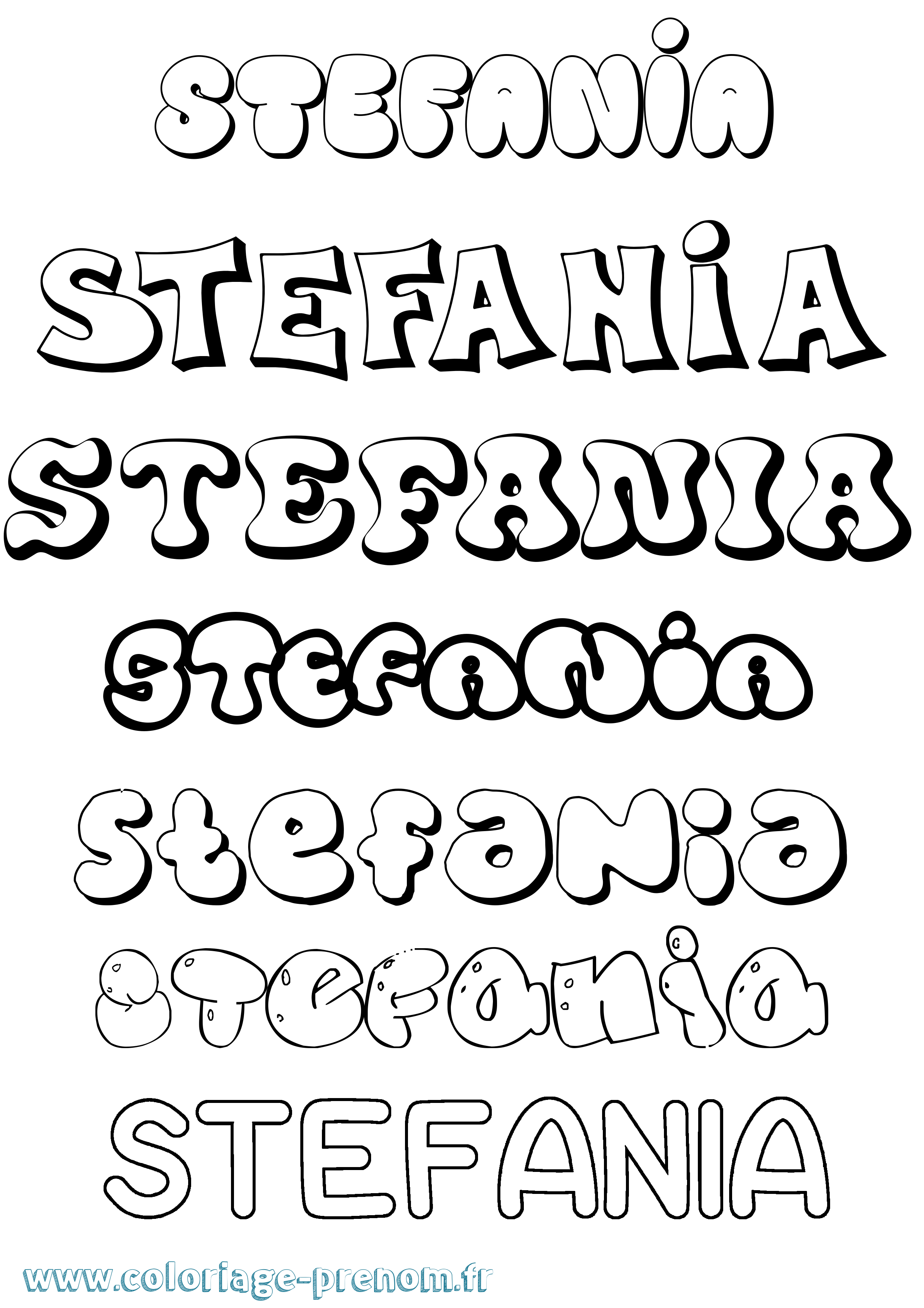 Coloriage prénom Stefania Bubble
