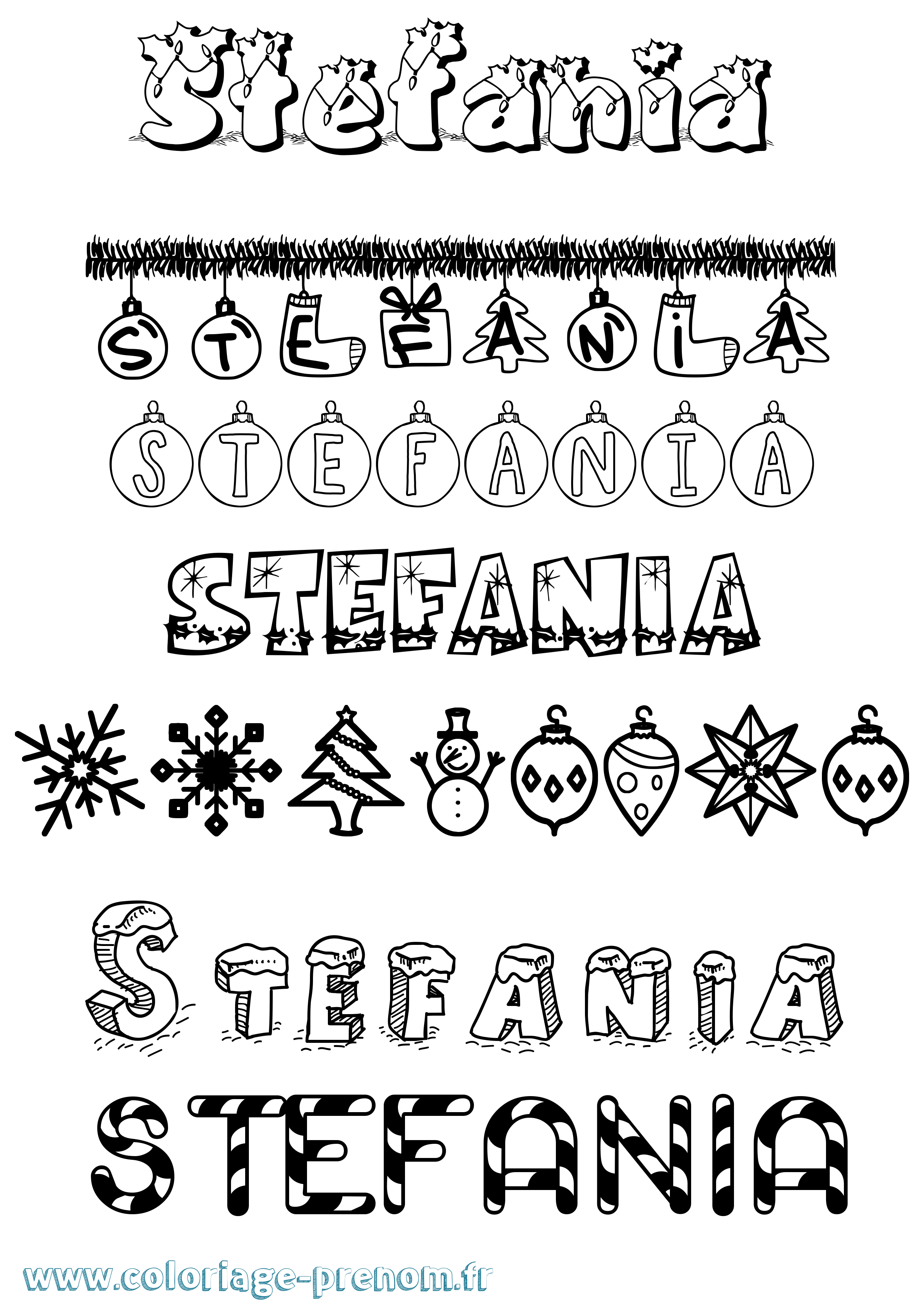 Coloriage prénom Stefania Noël