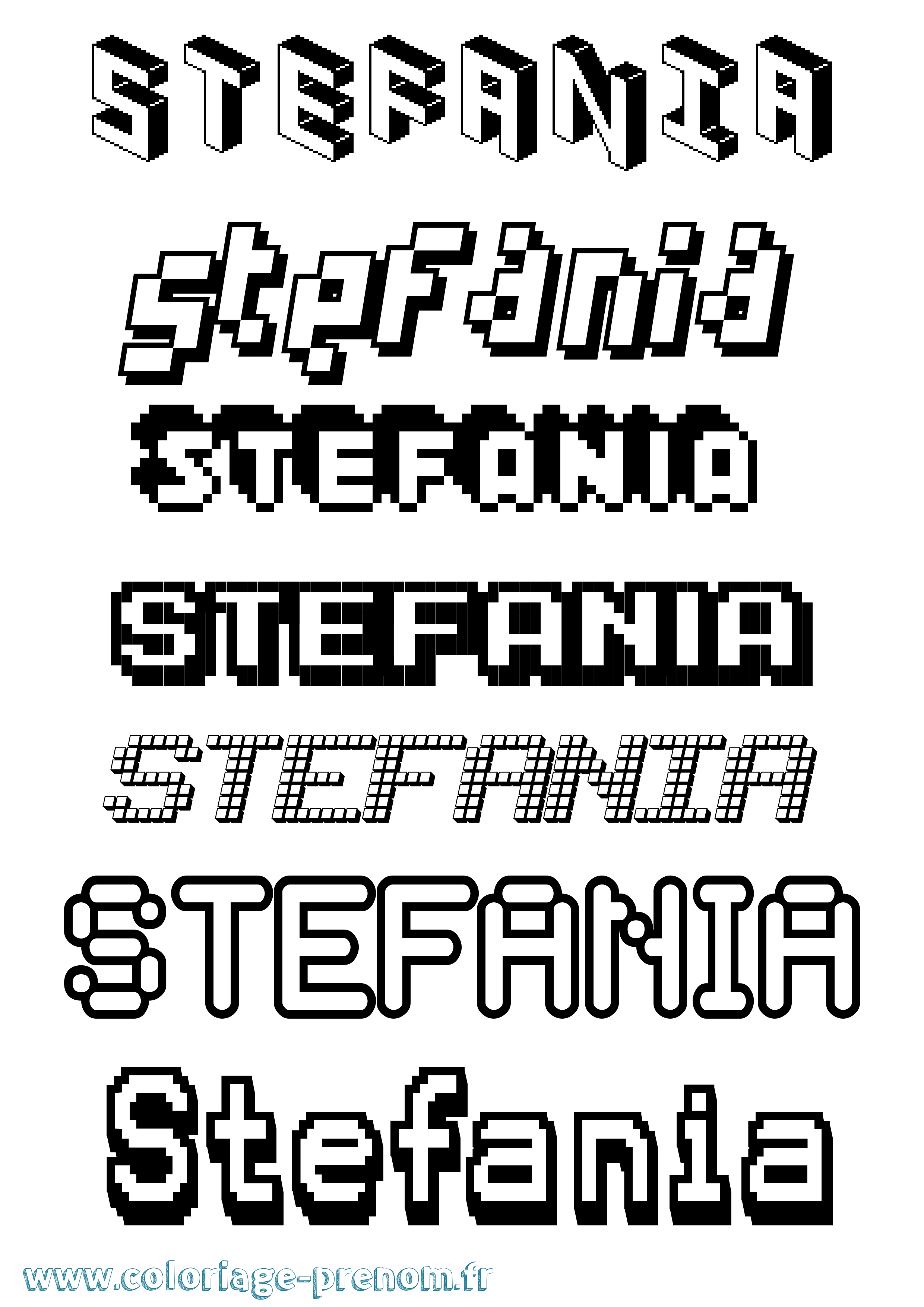Coloriage prénom Stefania Pixel
