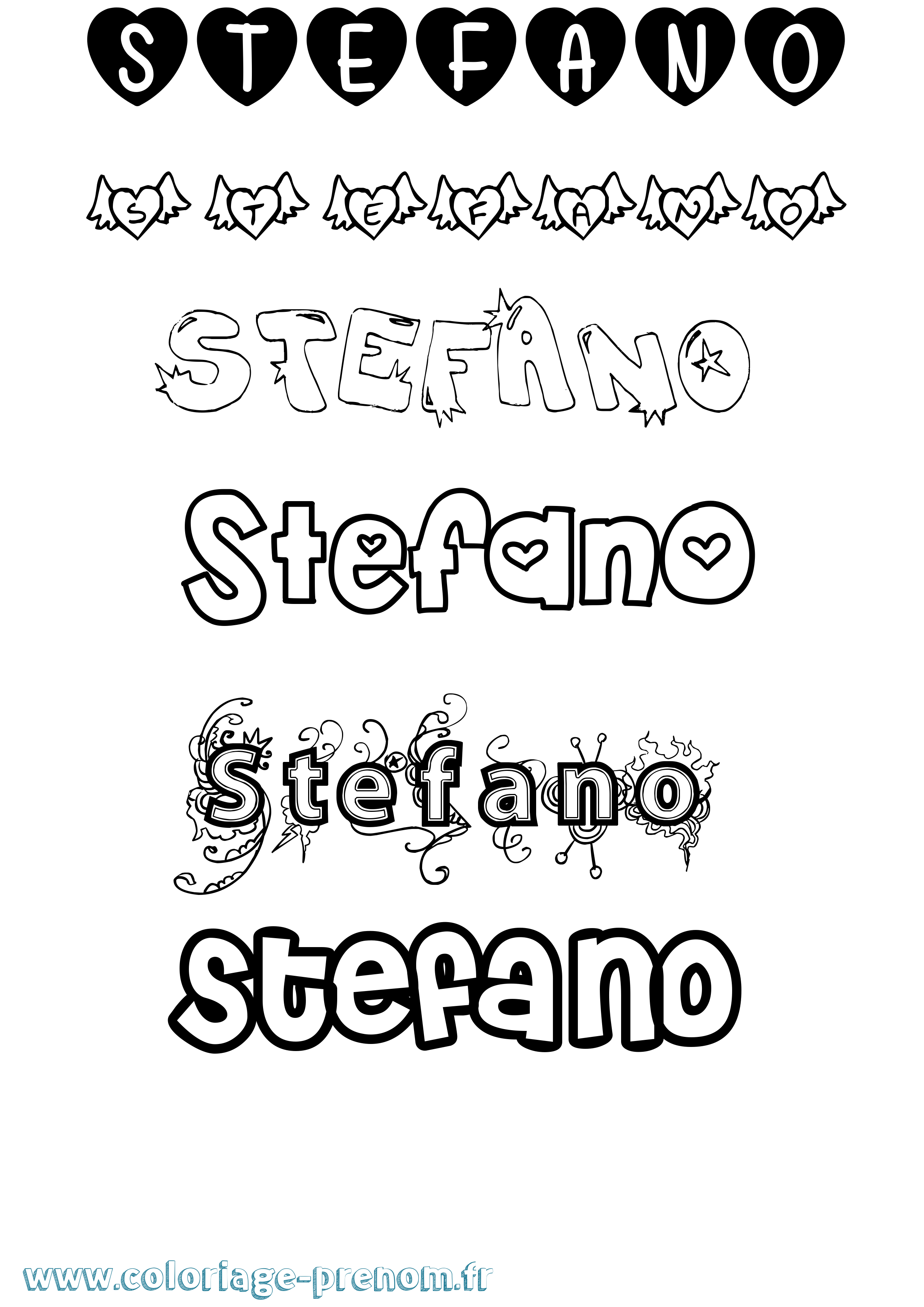 Coloriage prénom Stefano Girly