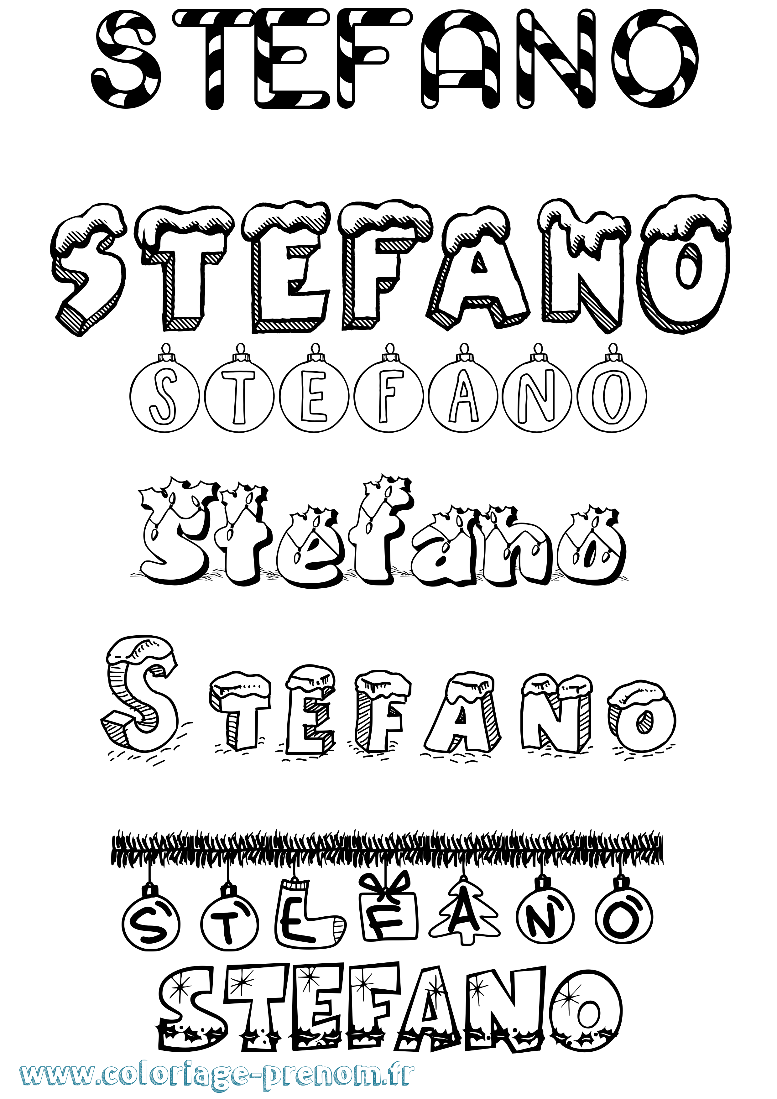 Coloriage prénom Stefano Noël