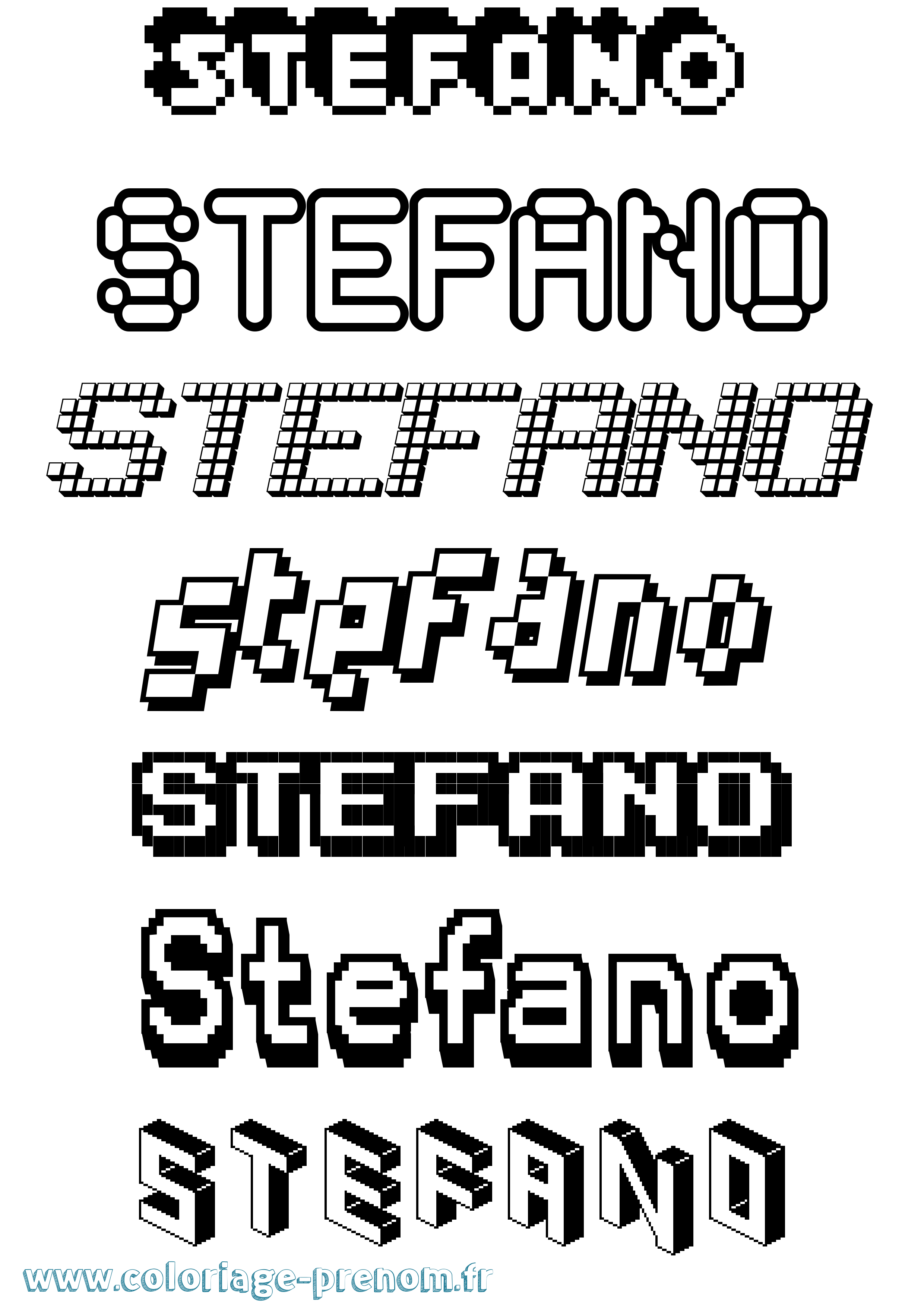 Coloriage prénom Stefano Pixel