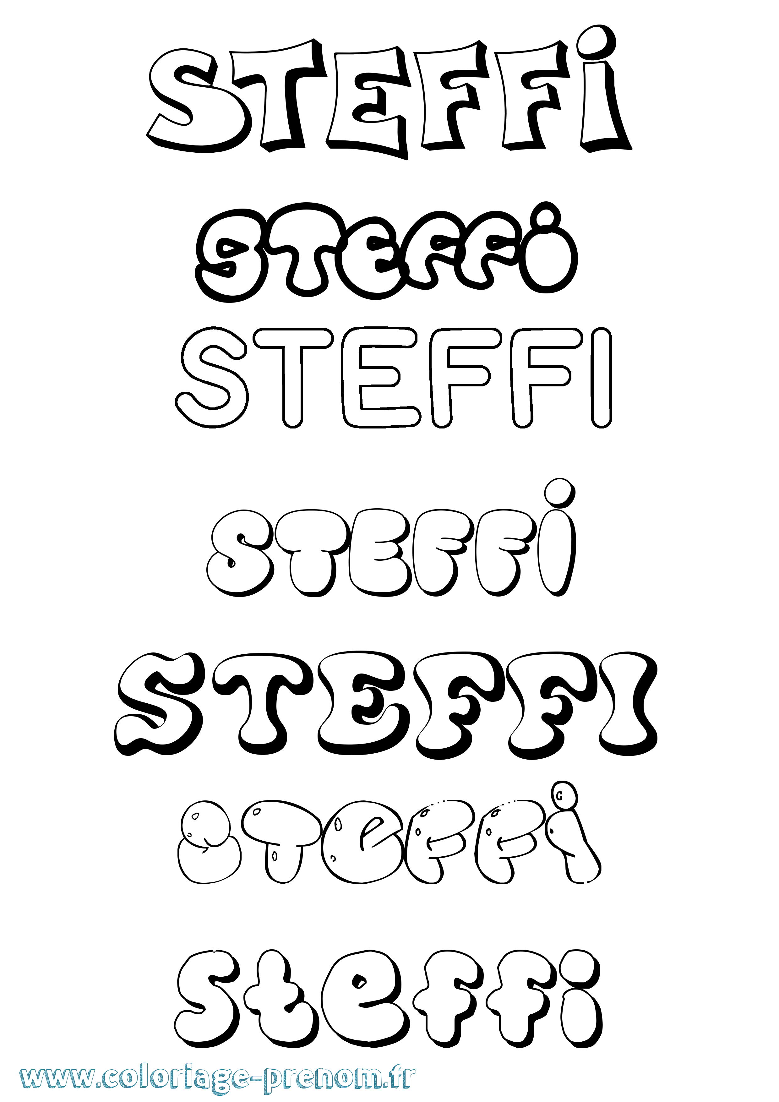 Coloriage prénom Steffi Bubble