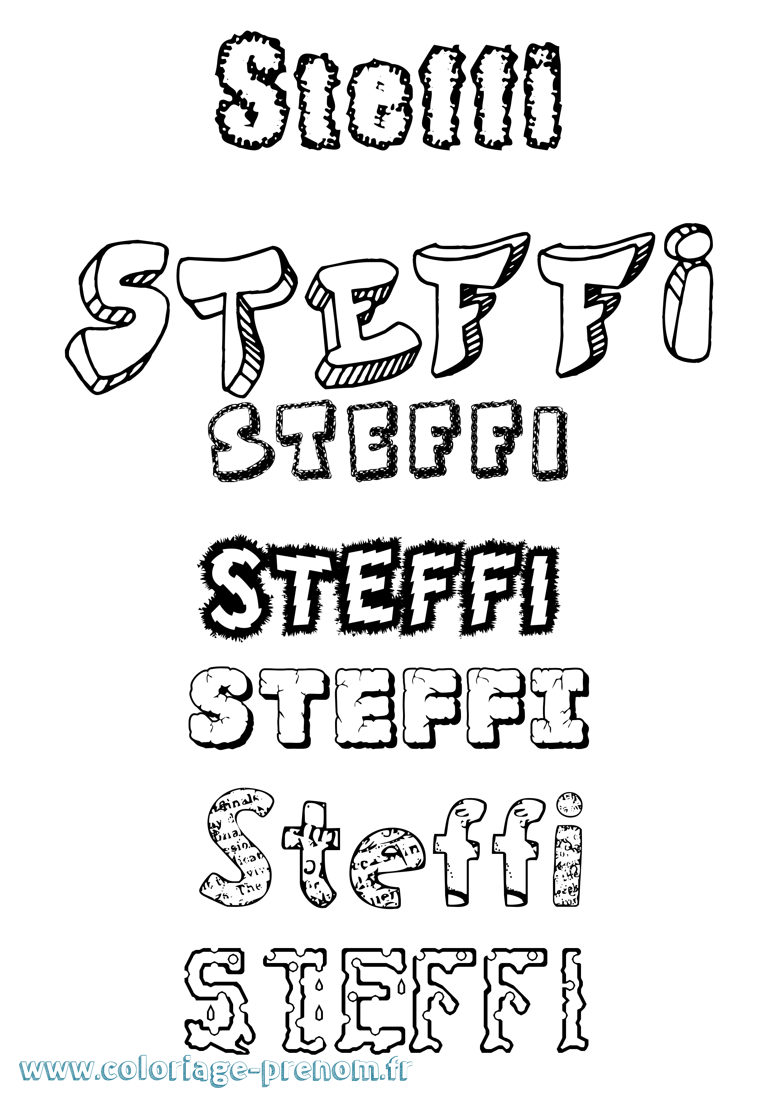 Coloriage prénom Steffi Destructuré