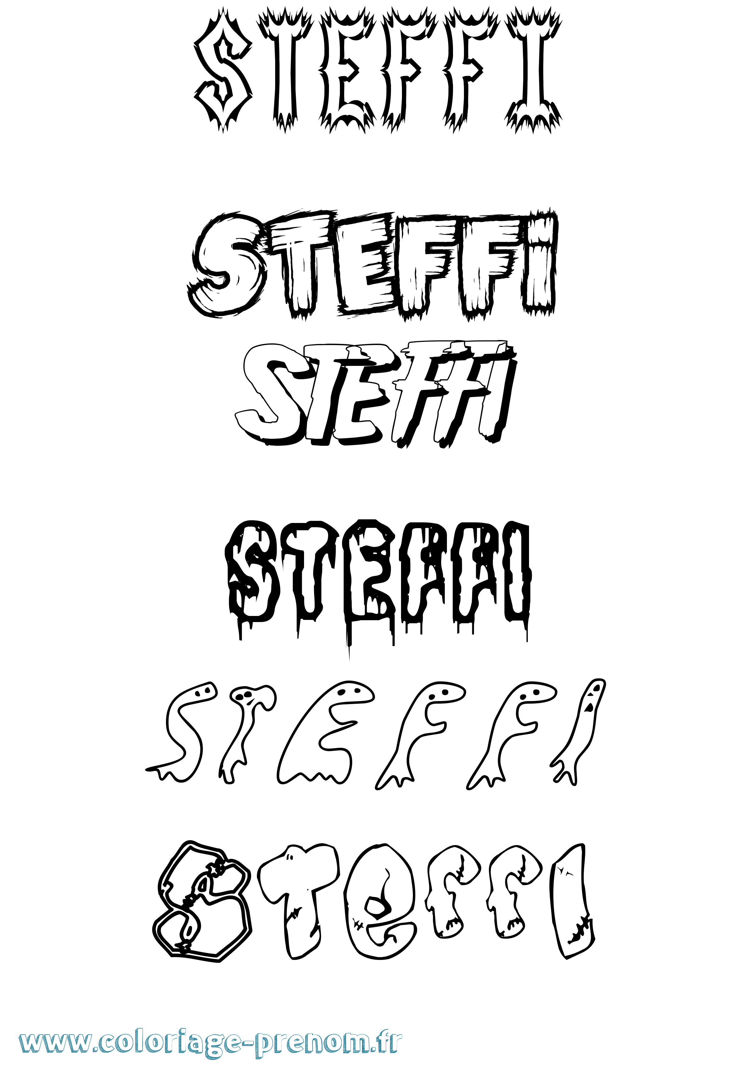 Coloriage prénom Steffi Frisson