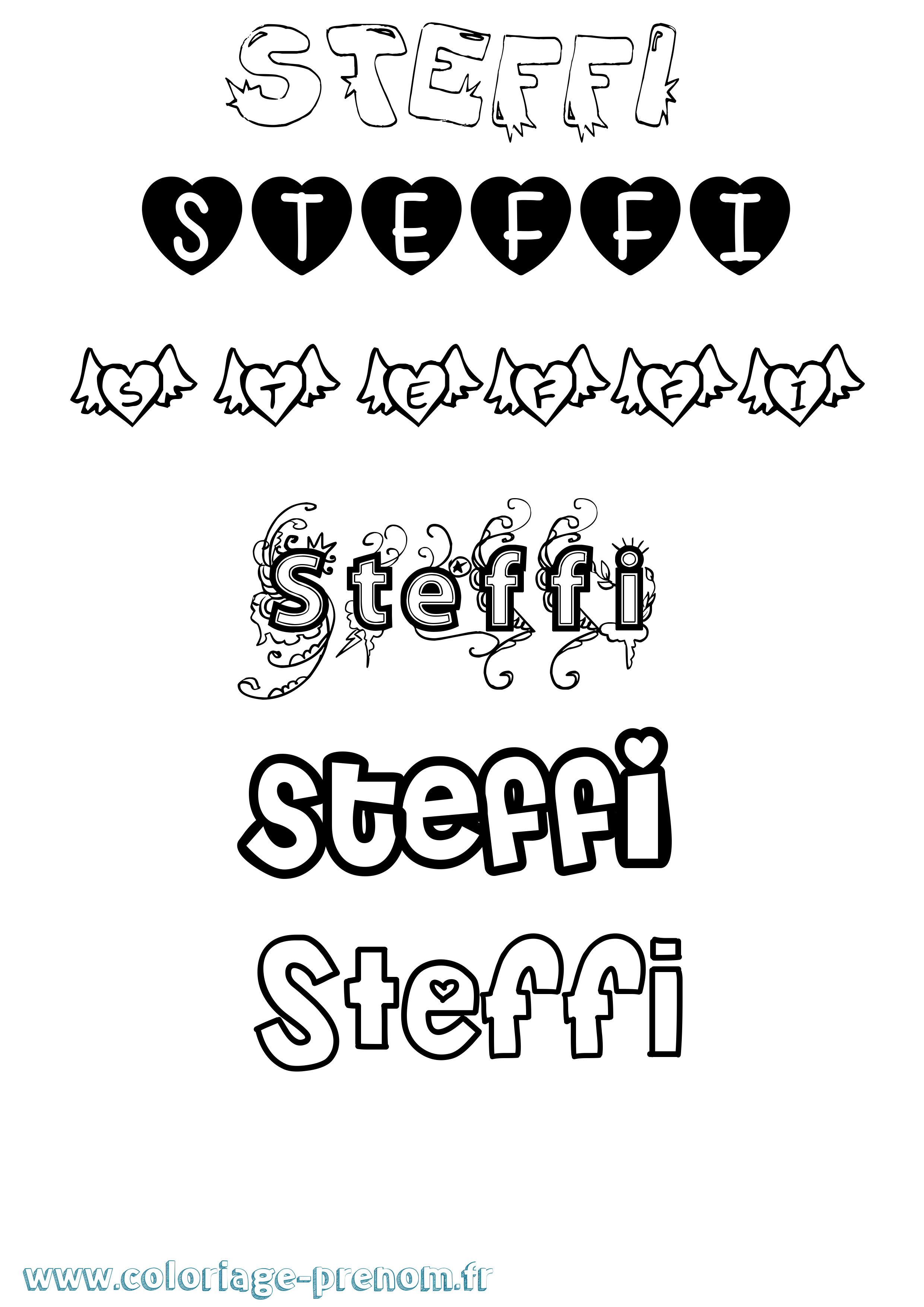 Coloriage prénom Steffi Girly