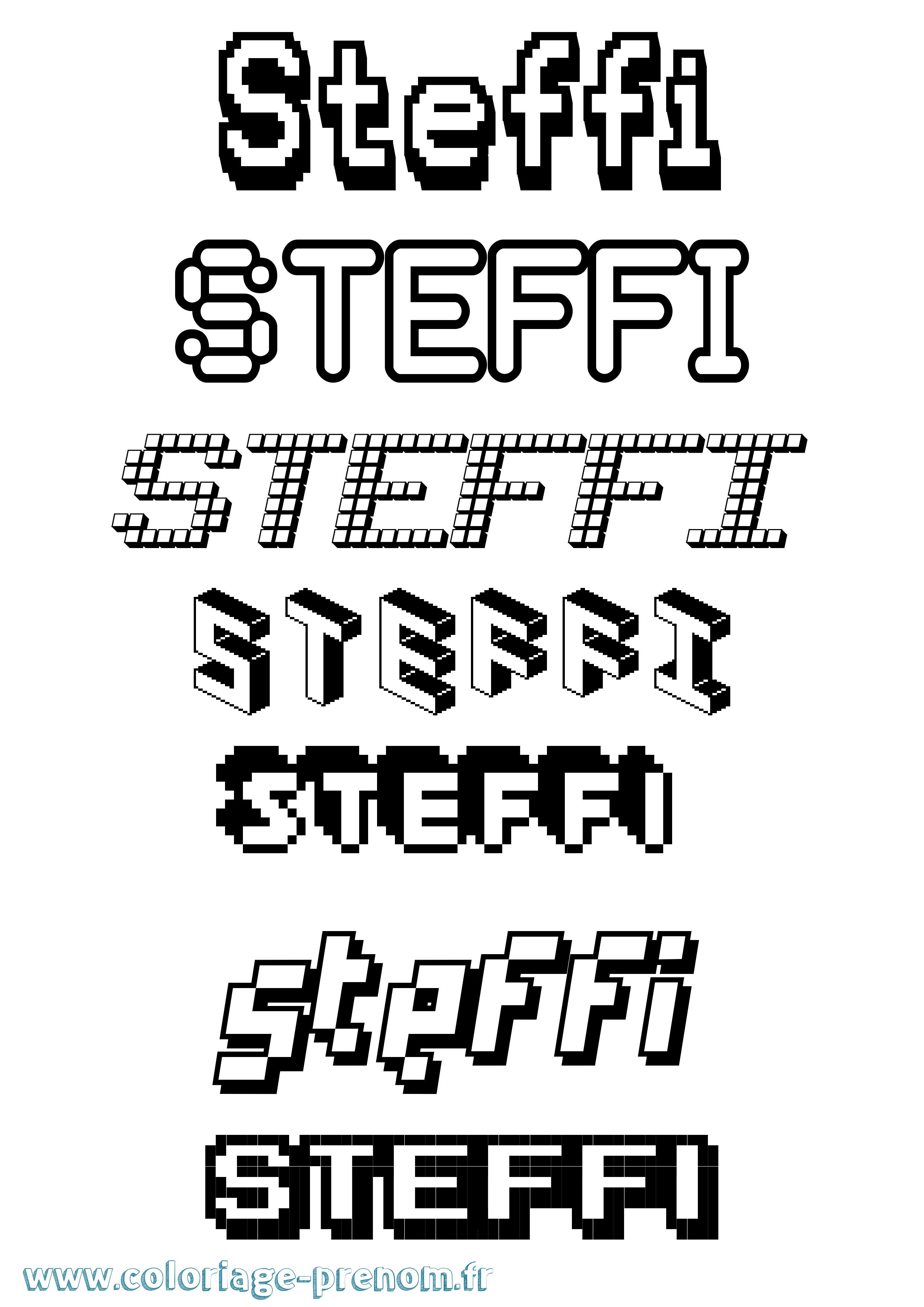 Coloriage prénom Steffi Pixel