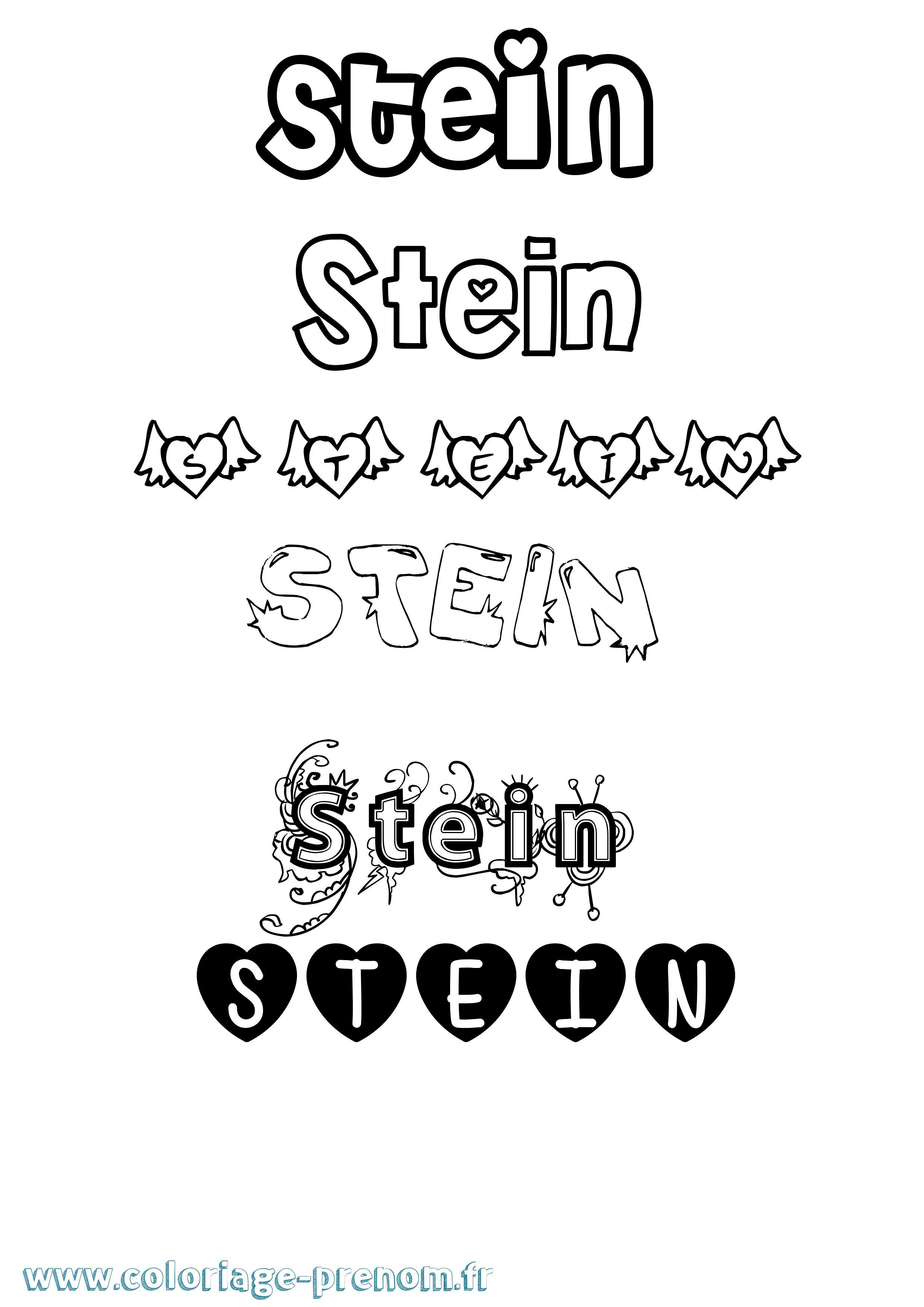 Coloriage prénom Stein Girly