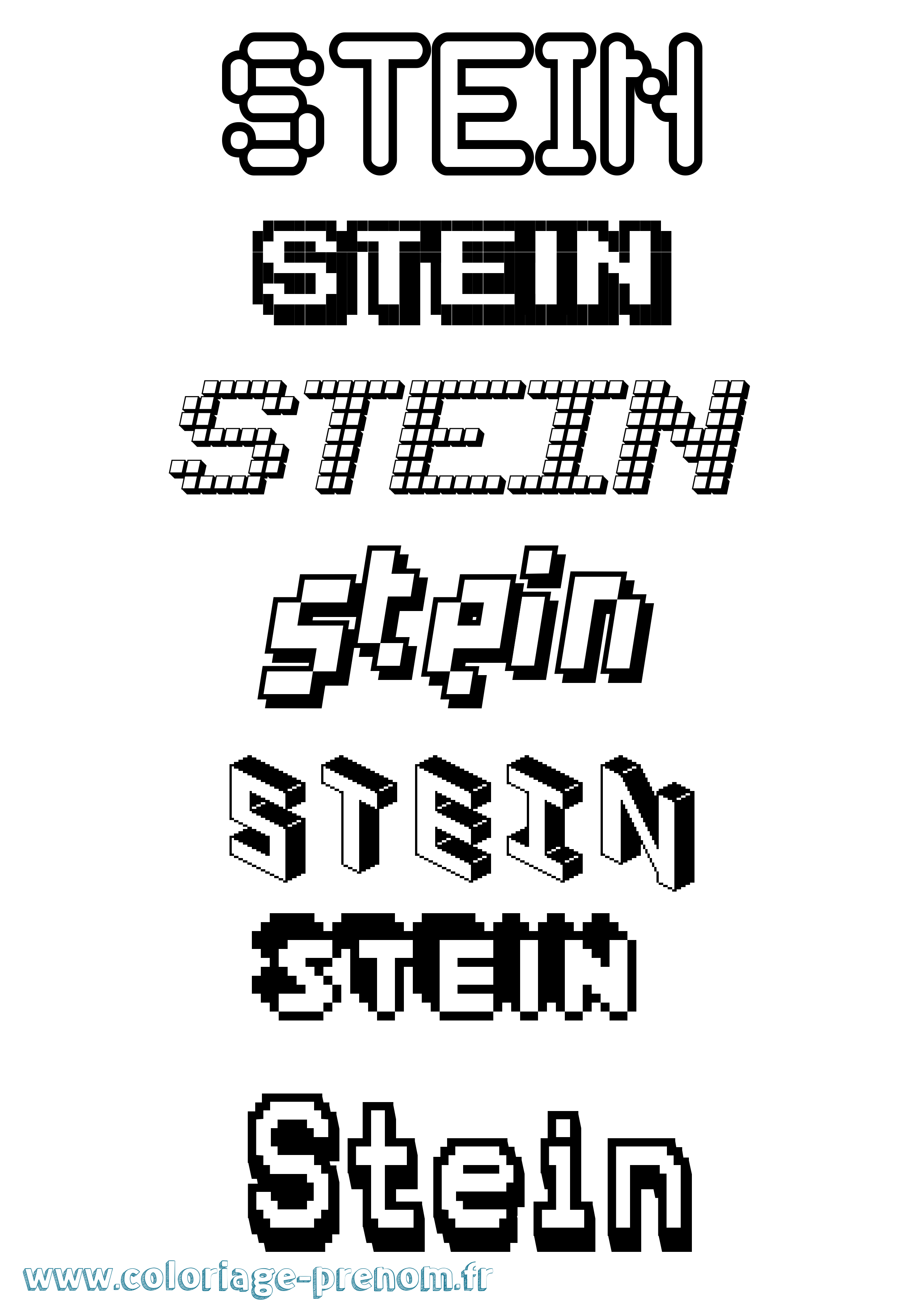 Coloriage prénom Stein Pixel