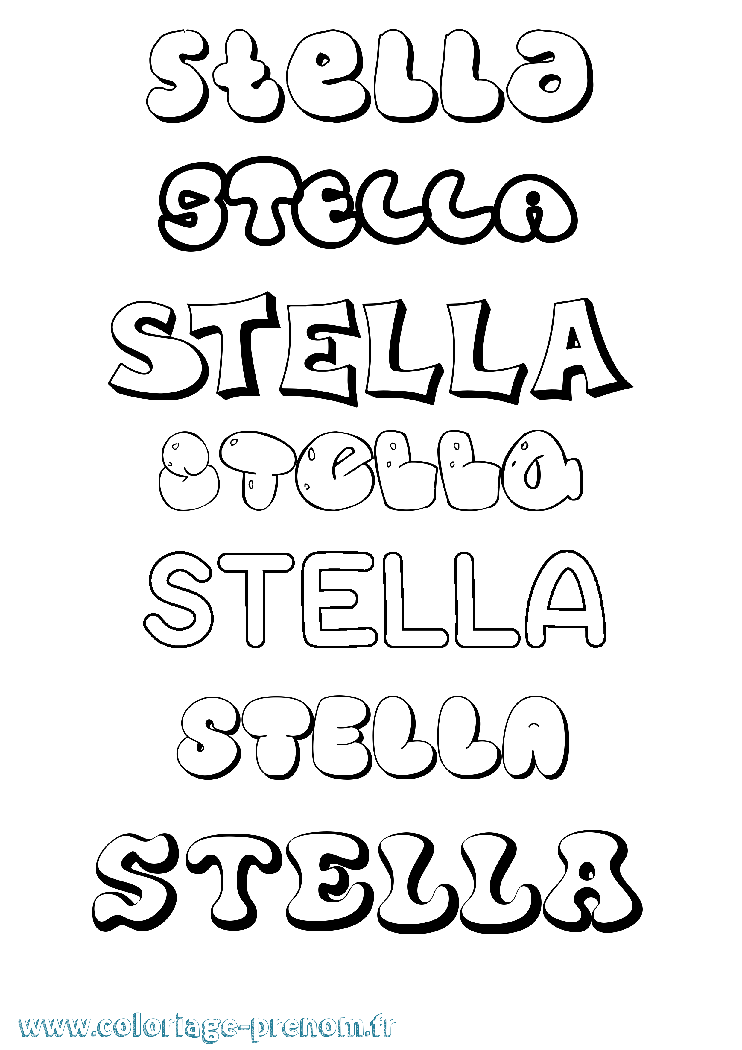 Coloriage prénom Stella Bubble