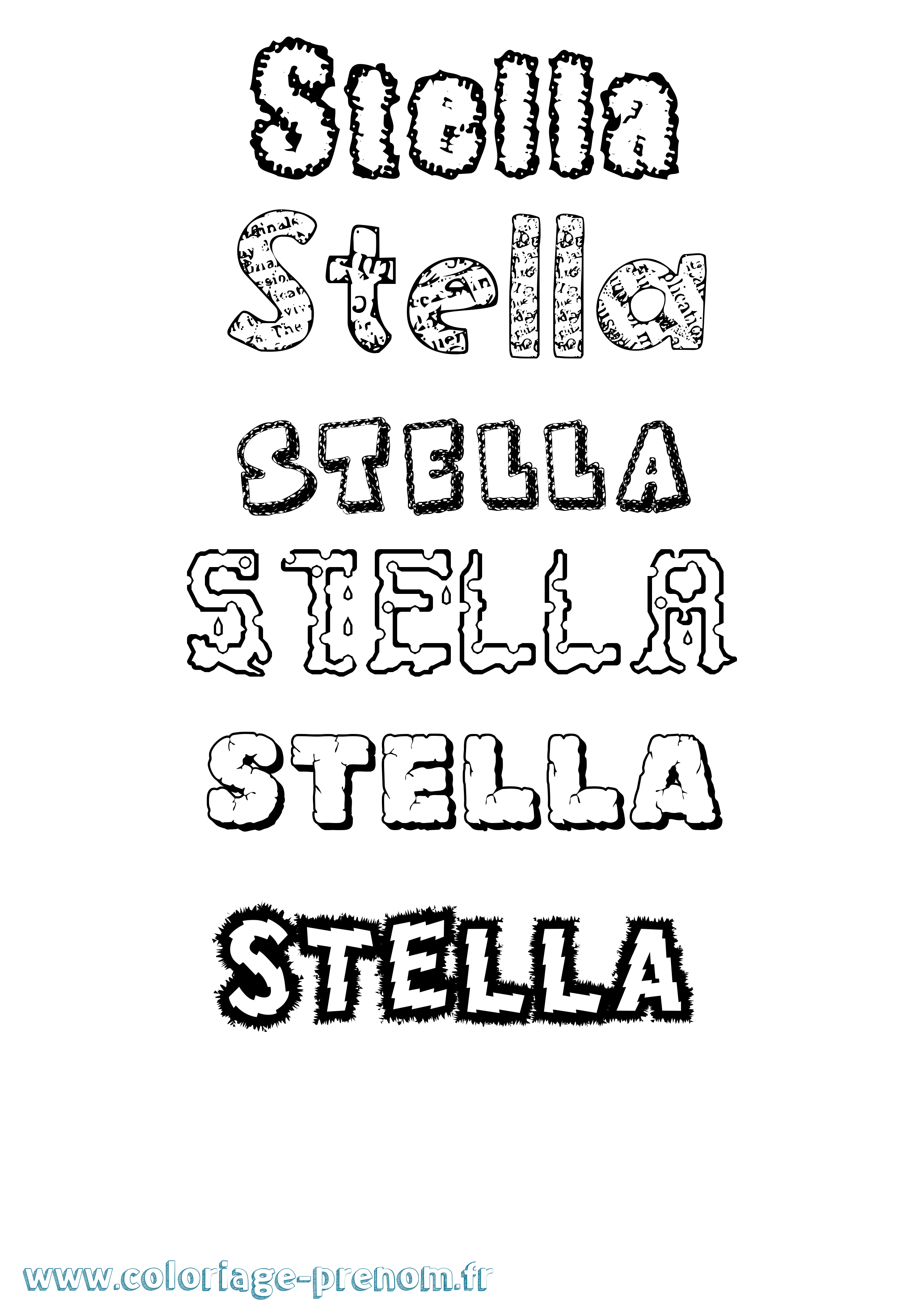 Coloriage prénom Stella Destructuré