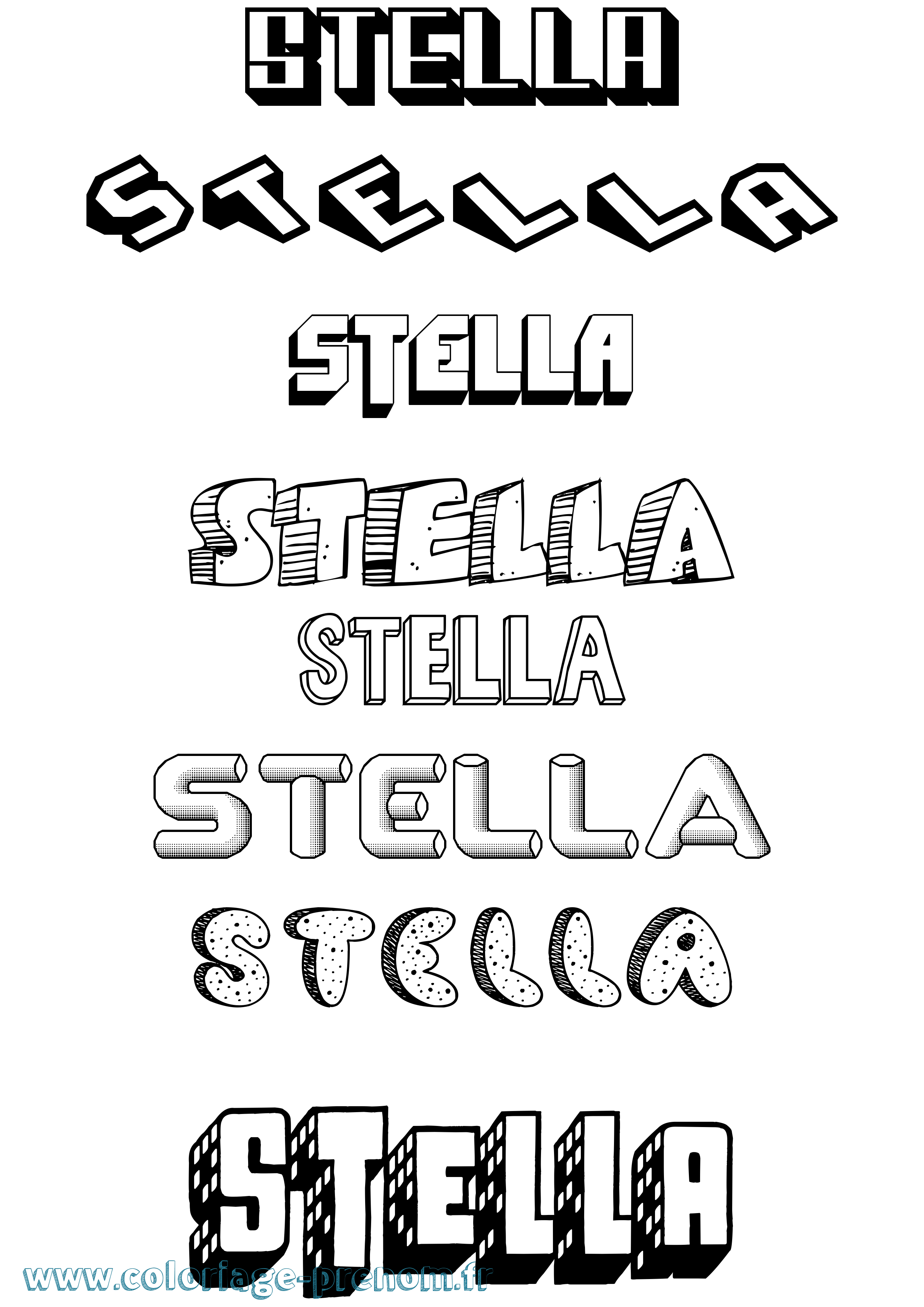 Coloriage prénom Stella Effet 3D