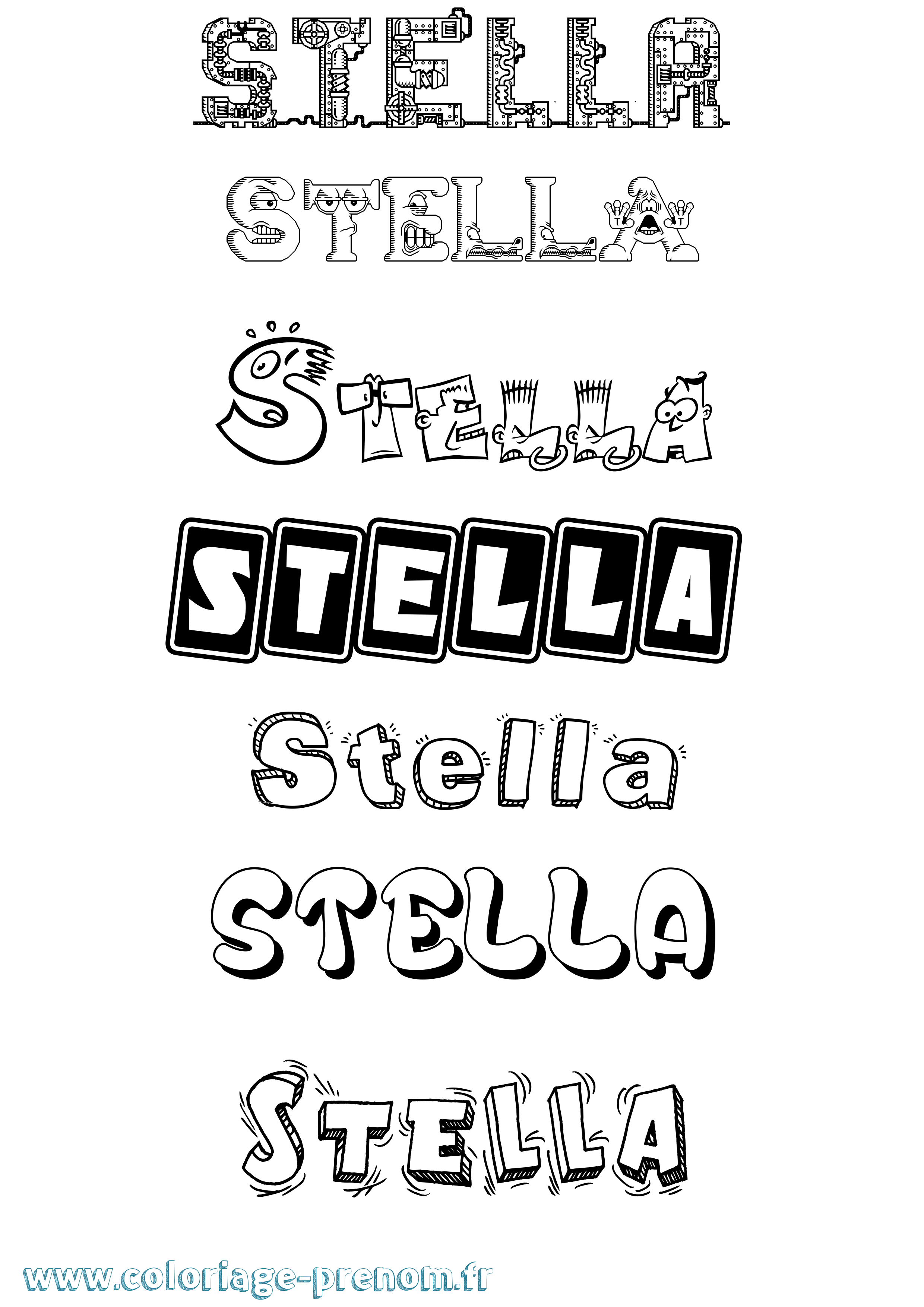 Coloriage prénom Stella Fun