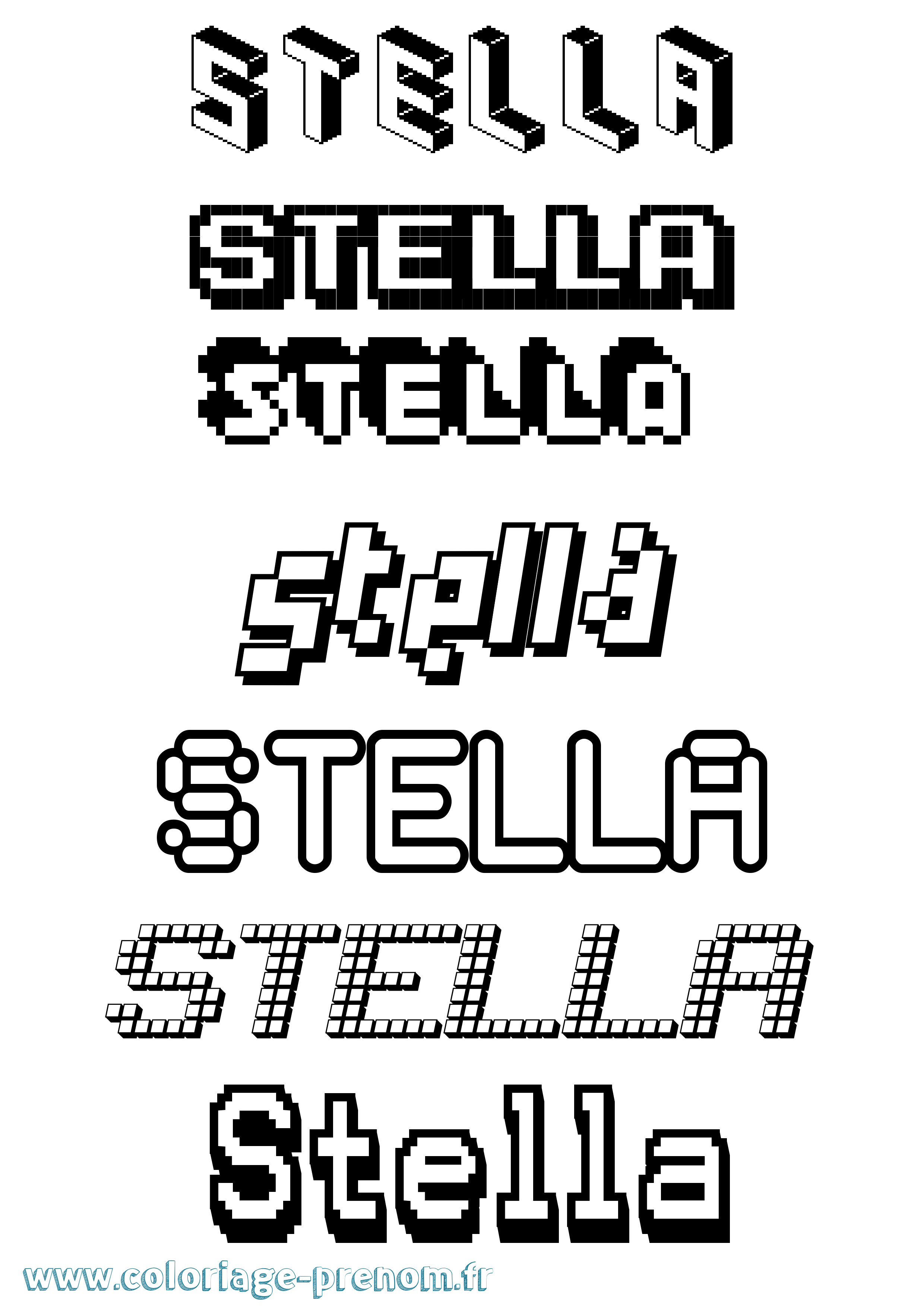 Coloriage prénom Stella Pixel