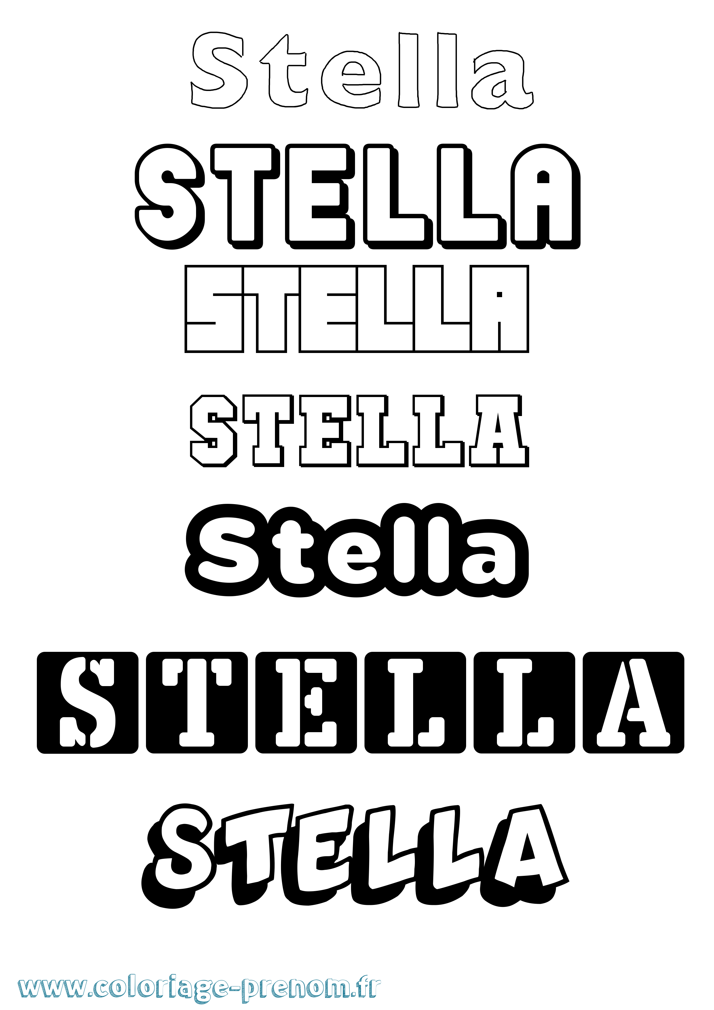 Coloriage prénom Stella Simple