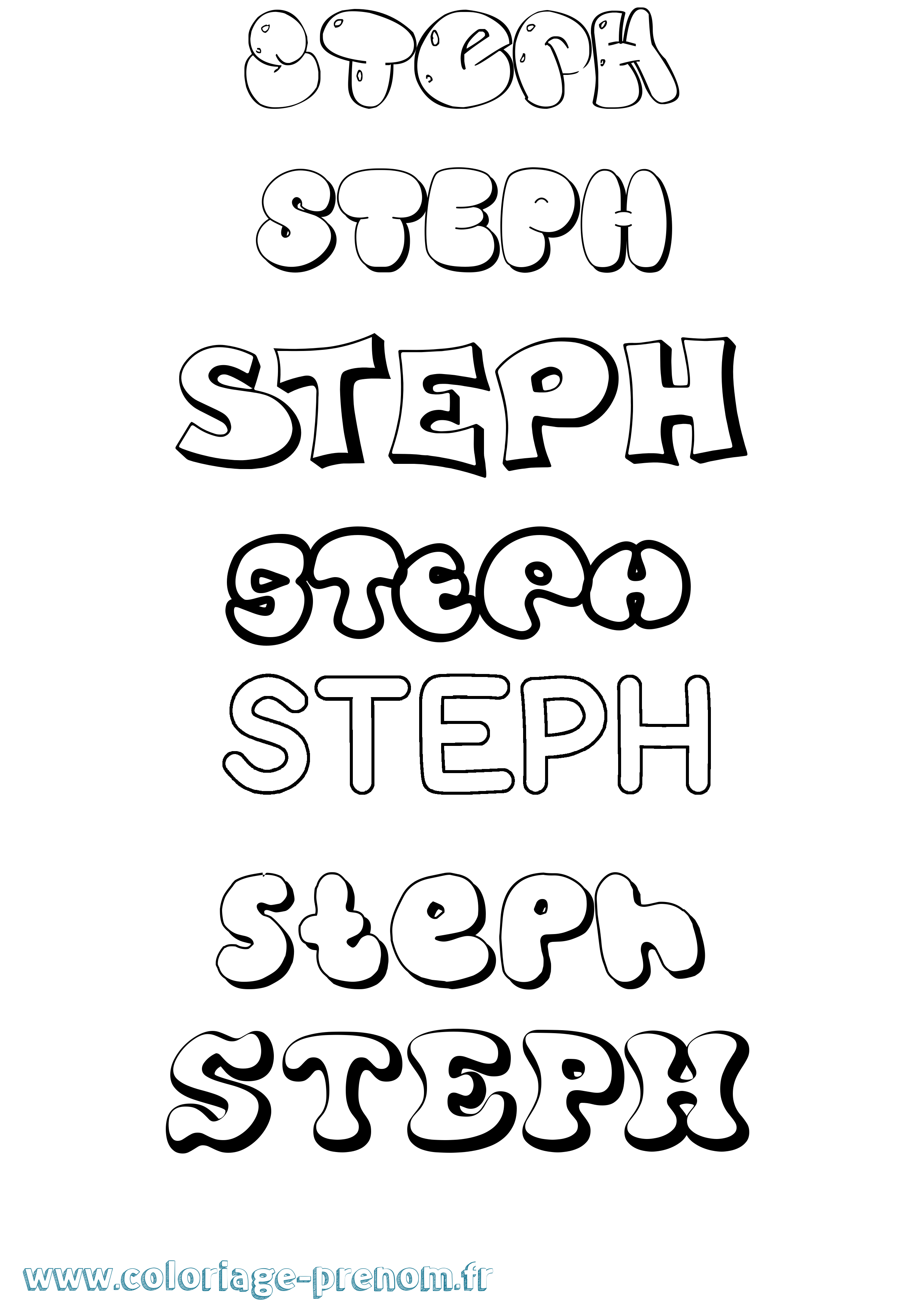 Coloriage Steph Bubble Coloriage prénom Steph Bubble