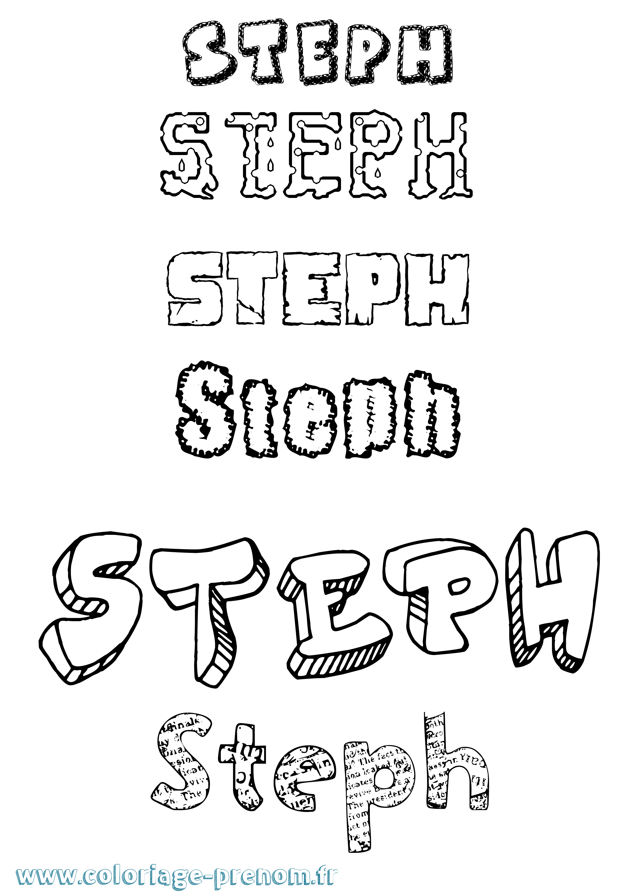 Coloriage Steph Destructuré Coloriage prénom Steph Destructuré
