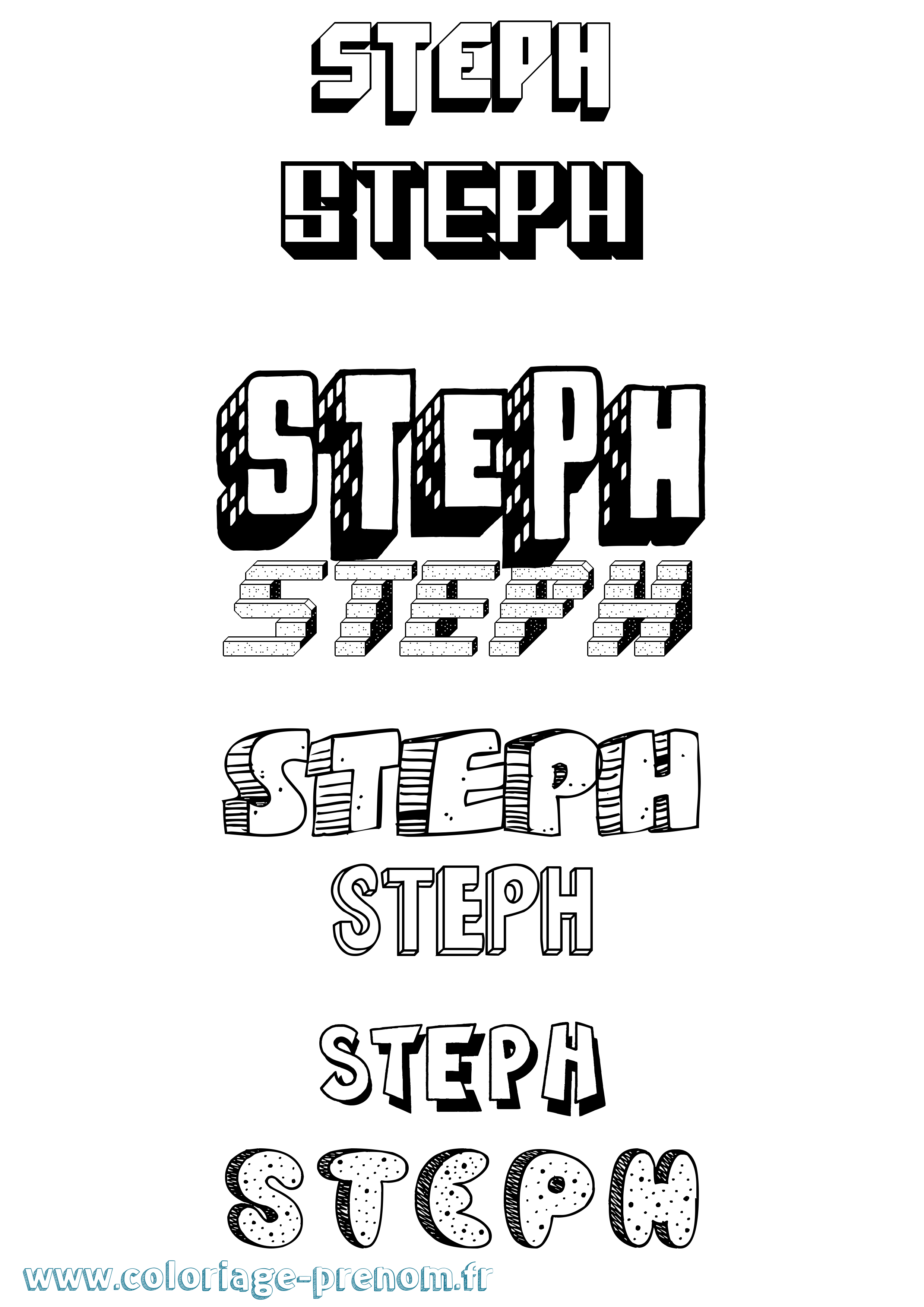 Coloriage Steph Effet 3D Coloriage prénom Steph Effet 3D
