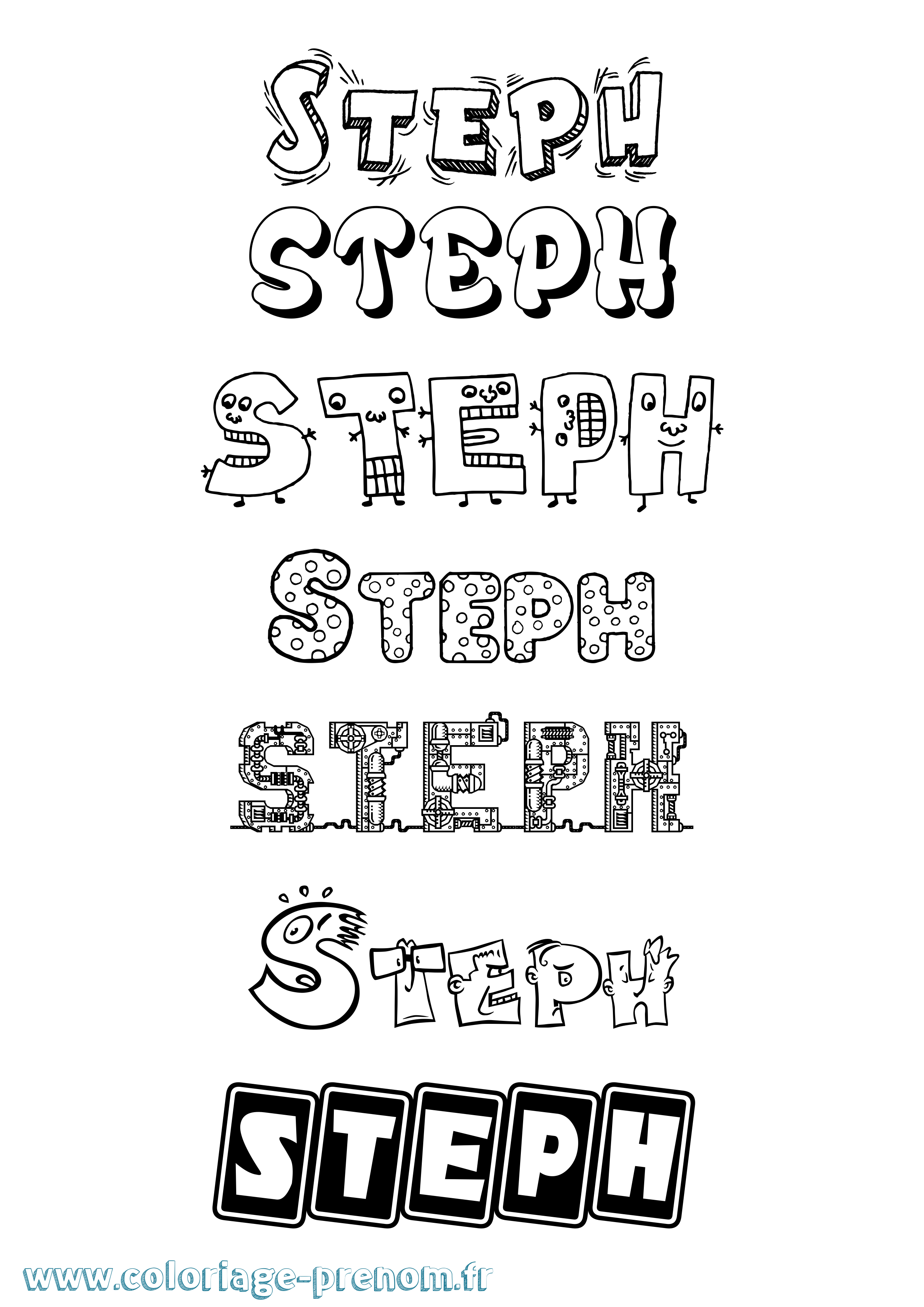 Coloriage Steph Fun Coloriage prénom Steph Fun