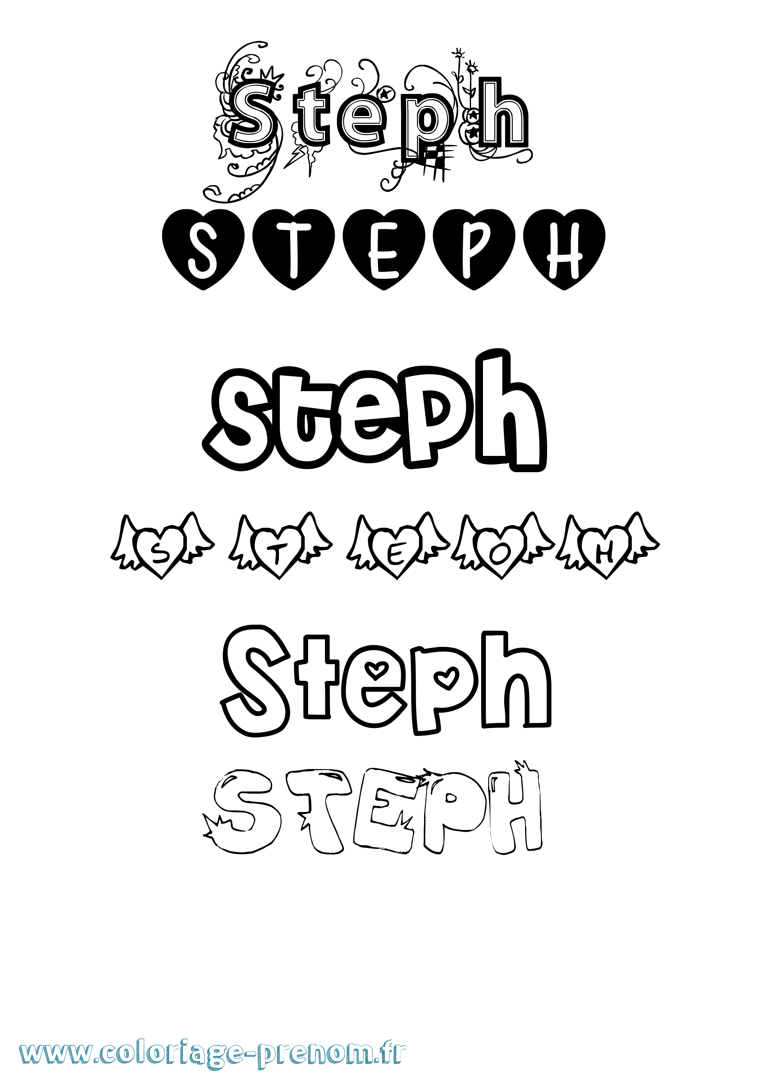 Coloriage Steph Girly Coloriage prénom Steph Girly