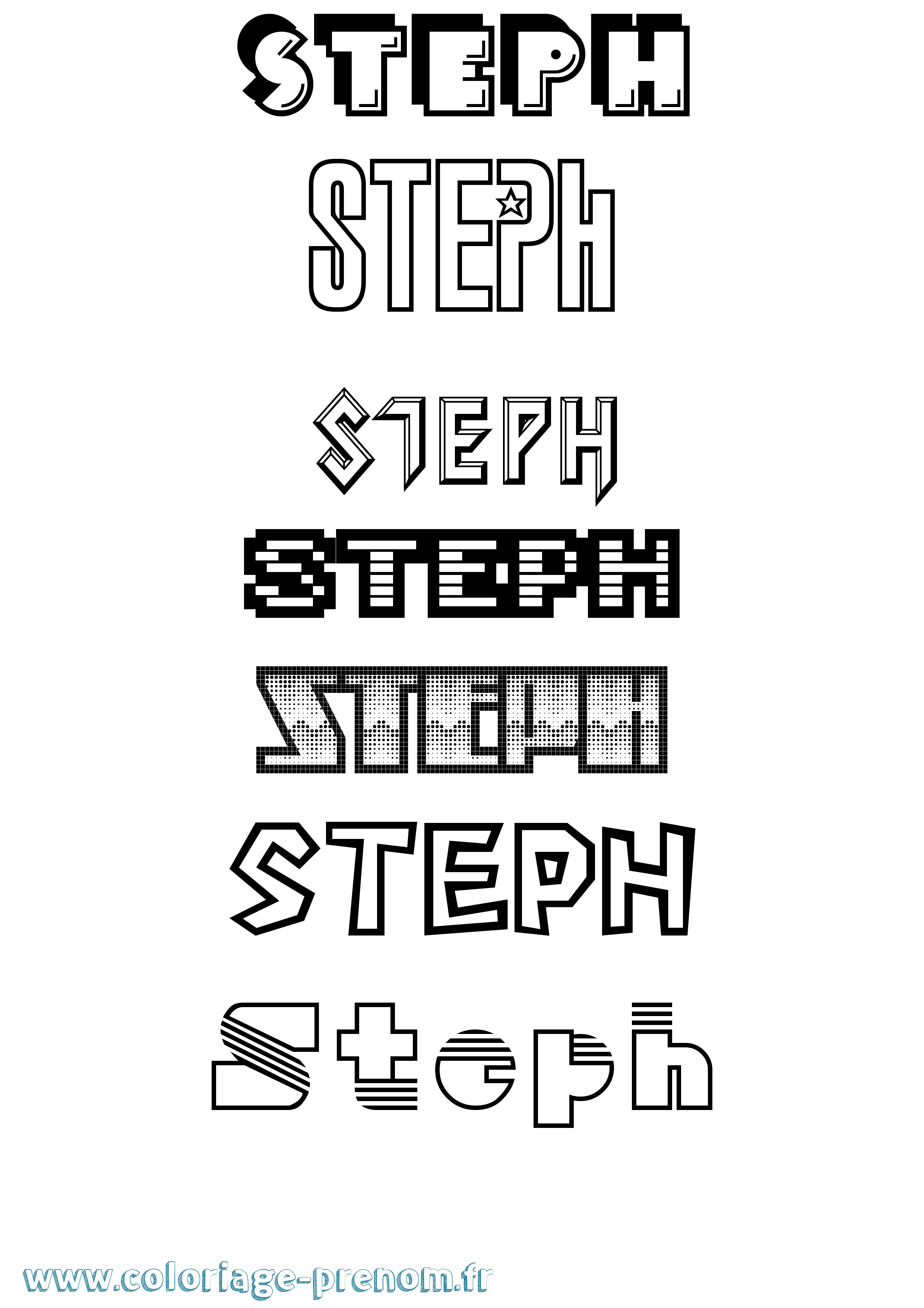 Coloriage Steph Jeux Vidéos Coloriage prénom Steph Jeux Vidéos