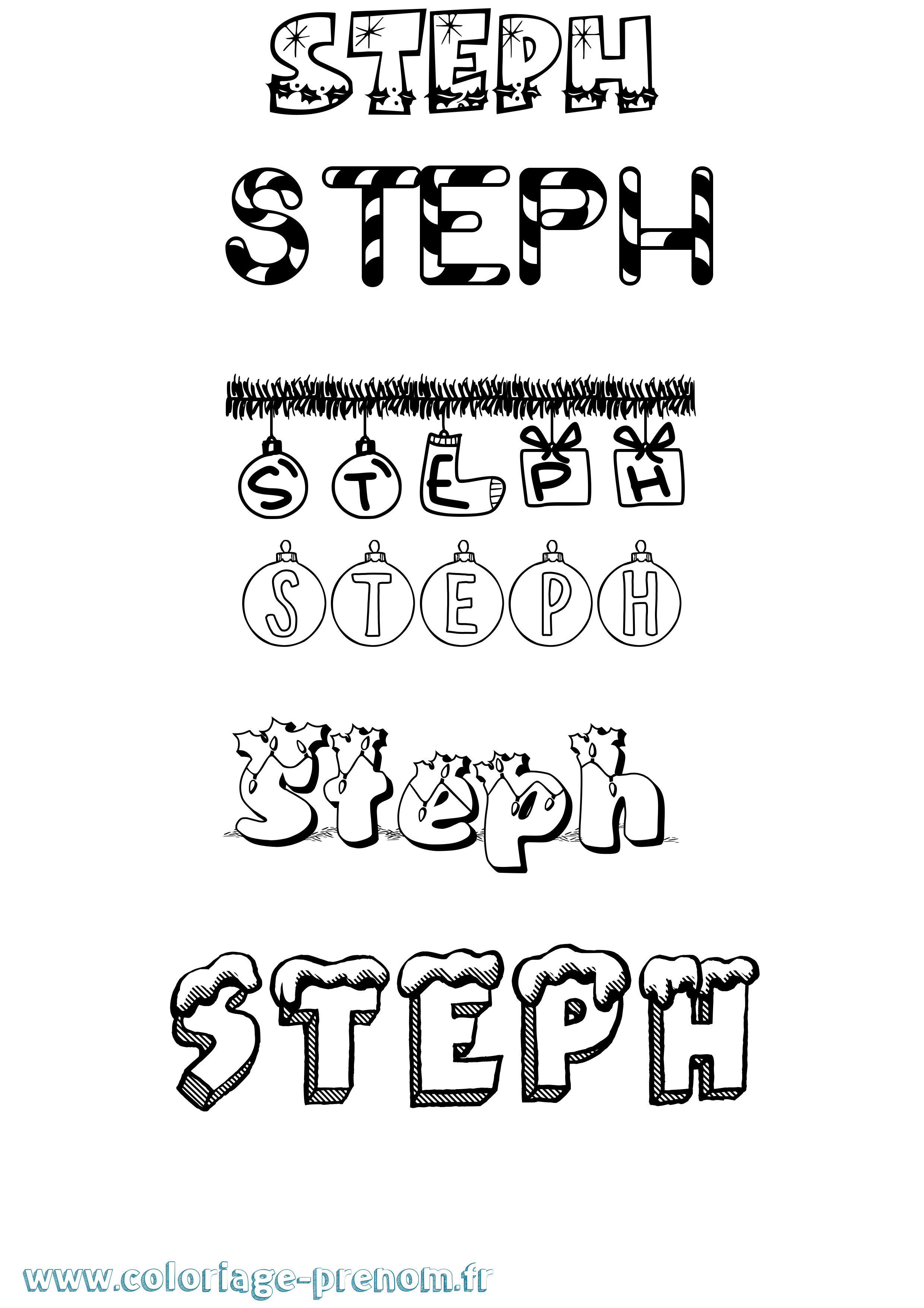 Coloriage Steph Noël Coloriage prénom Steph Noël