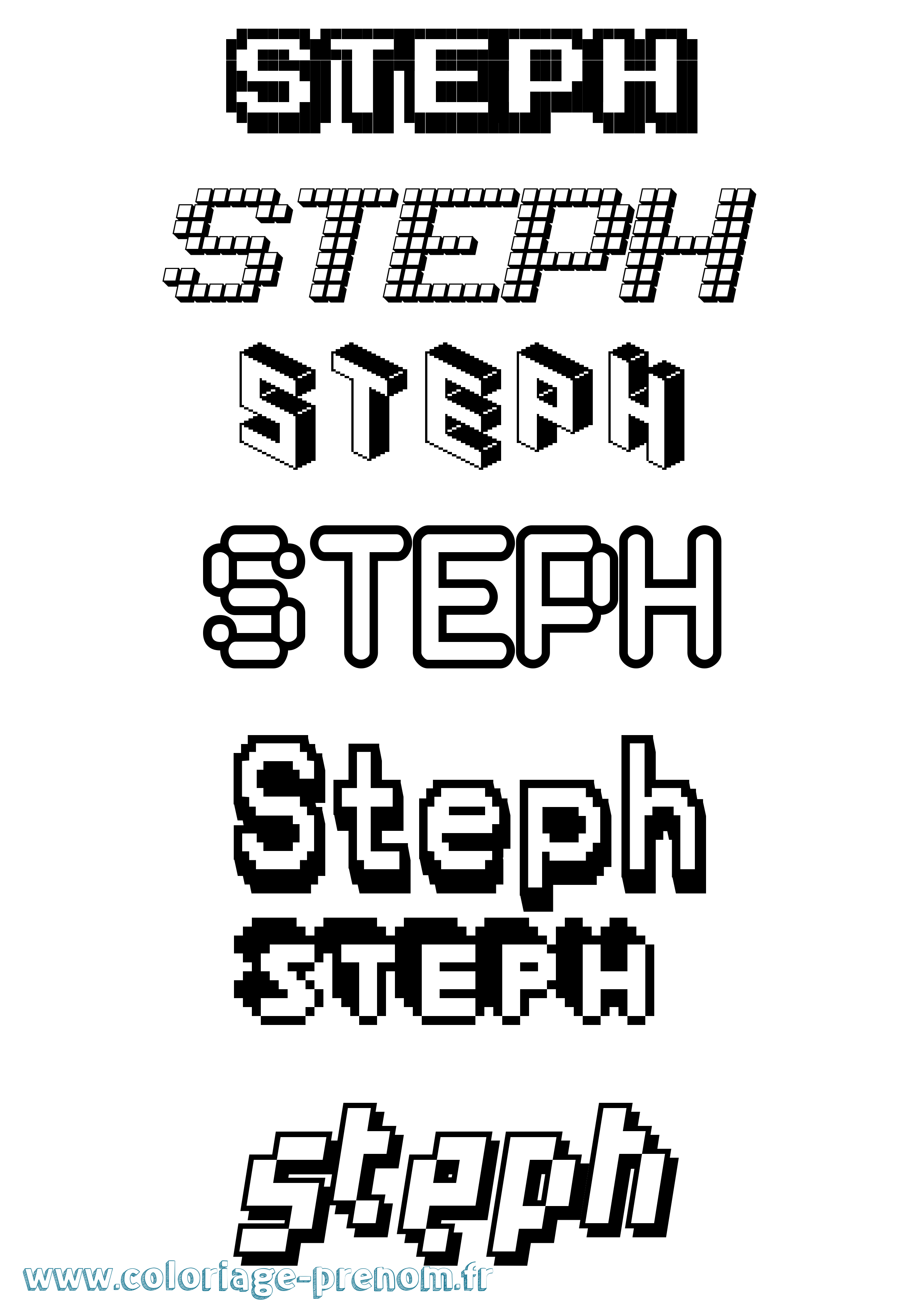 Coloriage Steph Pixel Coloriage prénom Steph Pixel