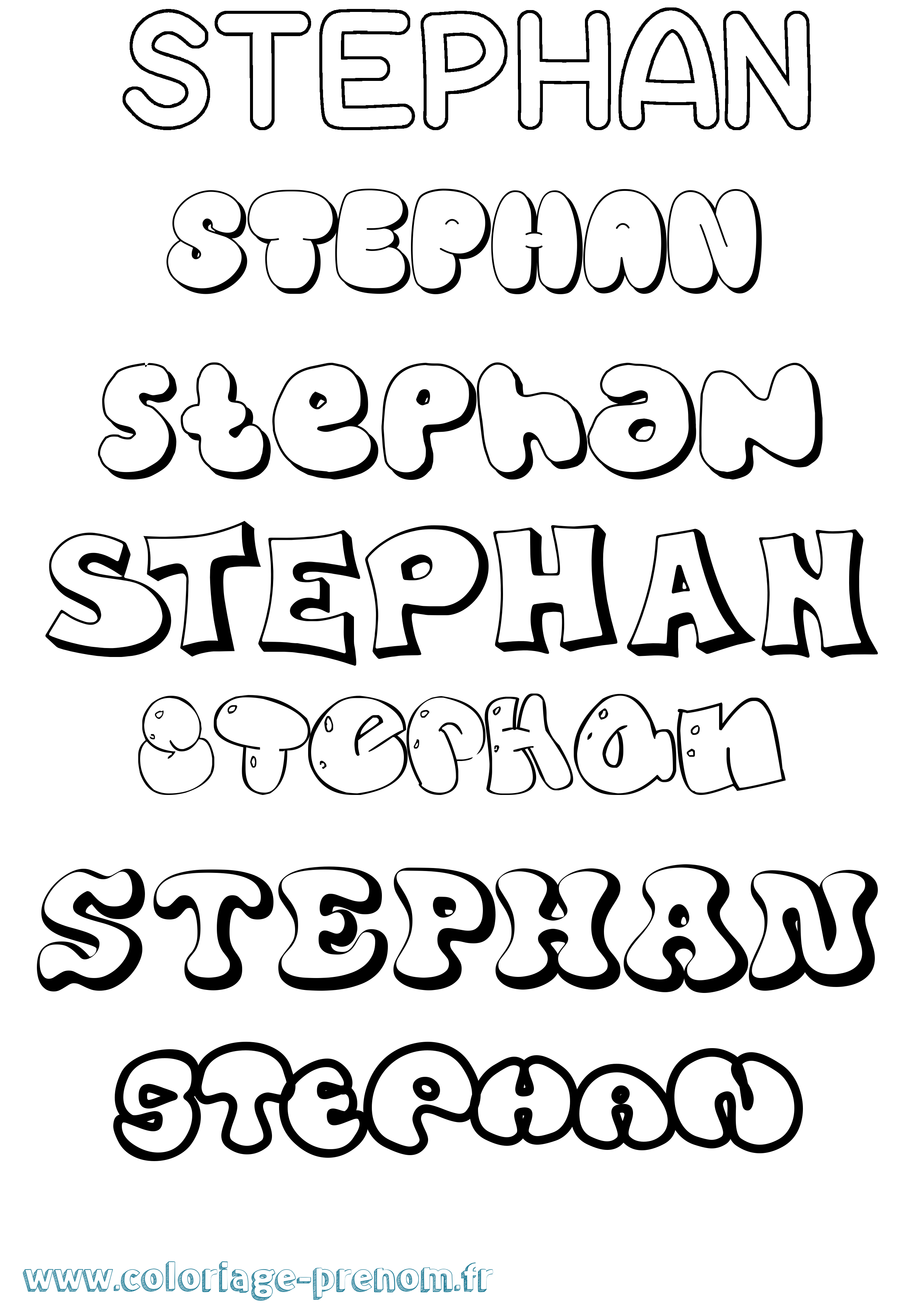 Coloriage prénom Stephan Bubble