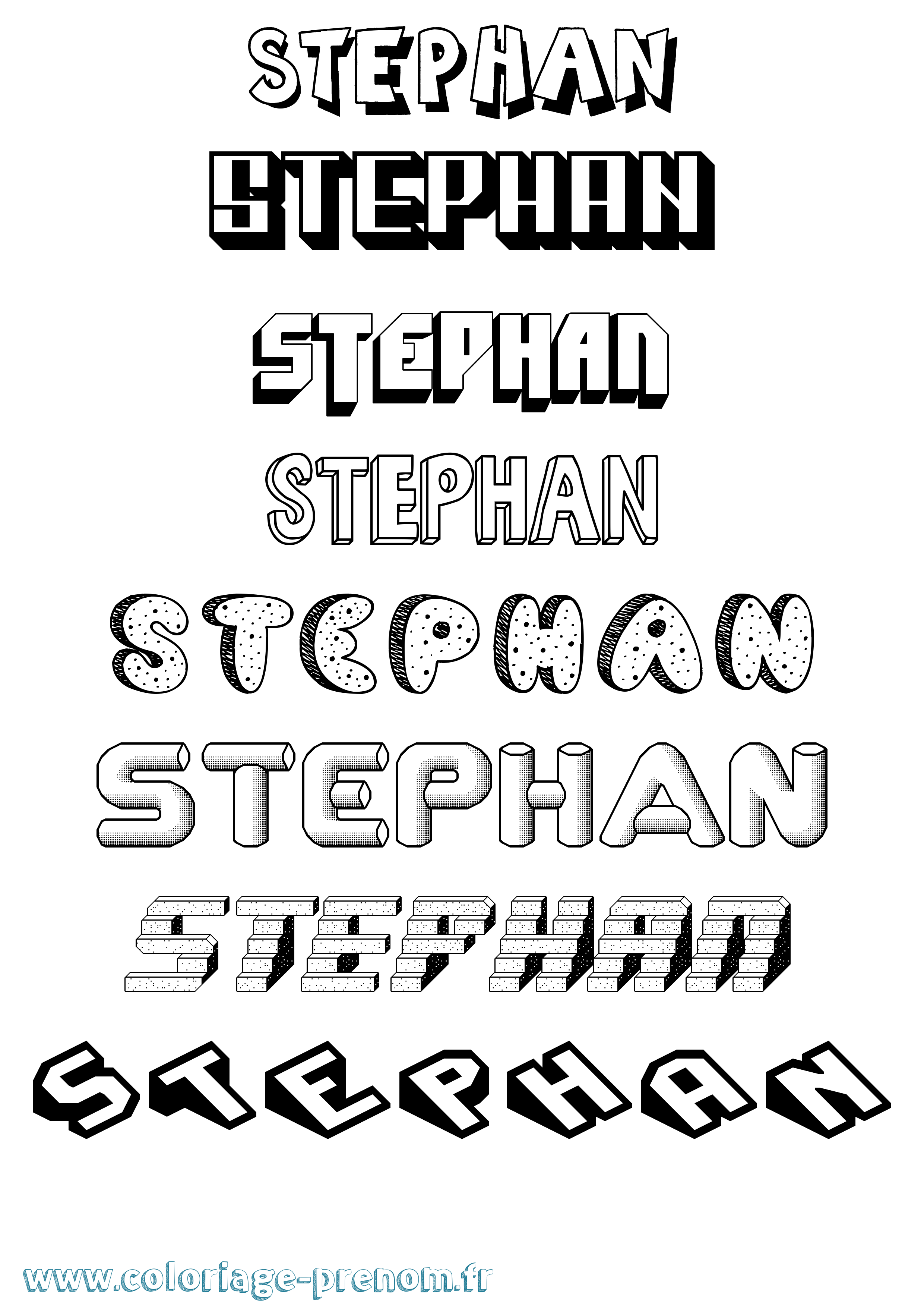 Coloriage prénom Stephan Effet 3D